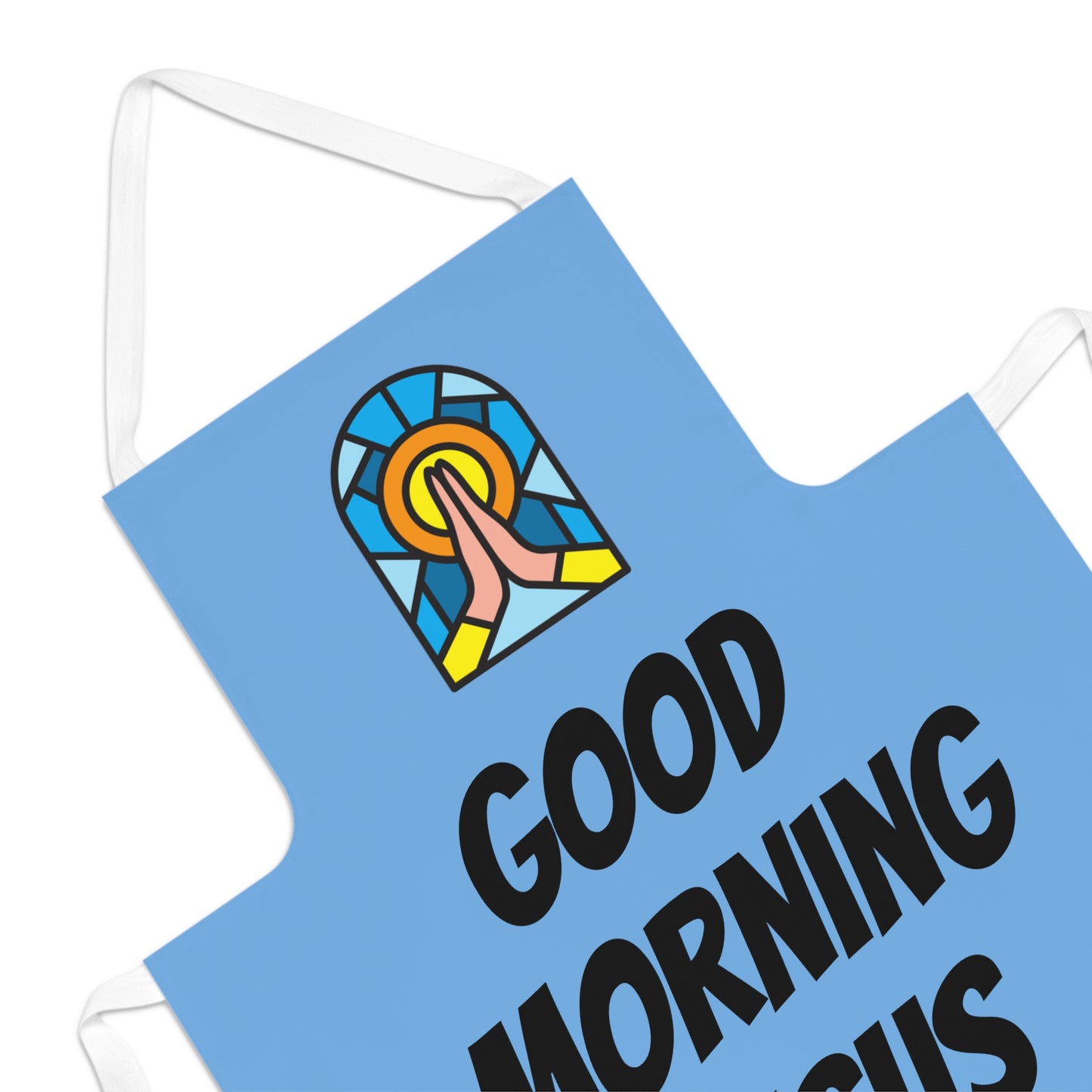 Adult Apron (AOP) - BABY BLUE - (Black Writing)