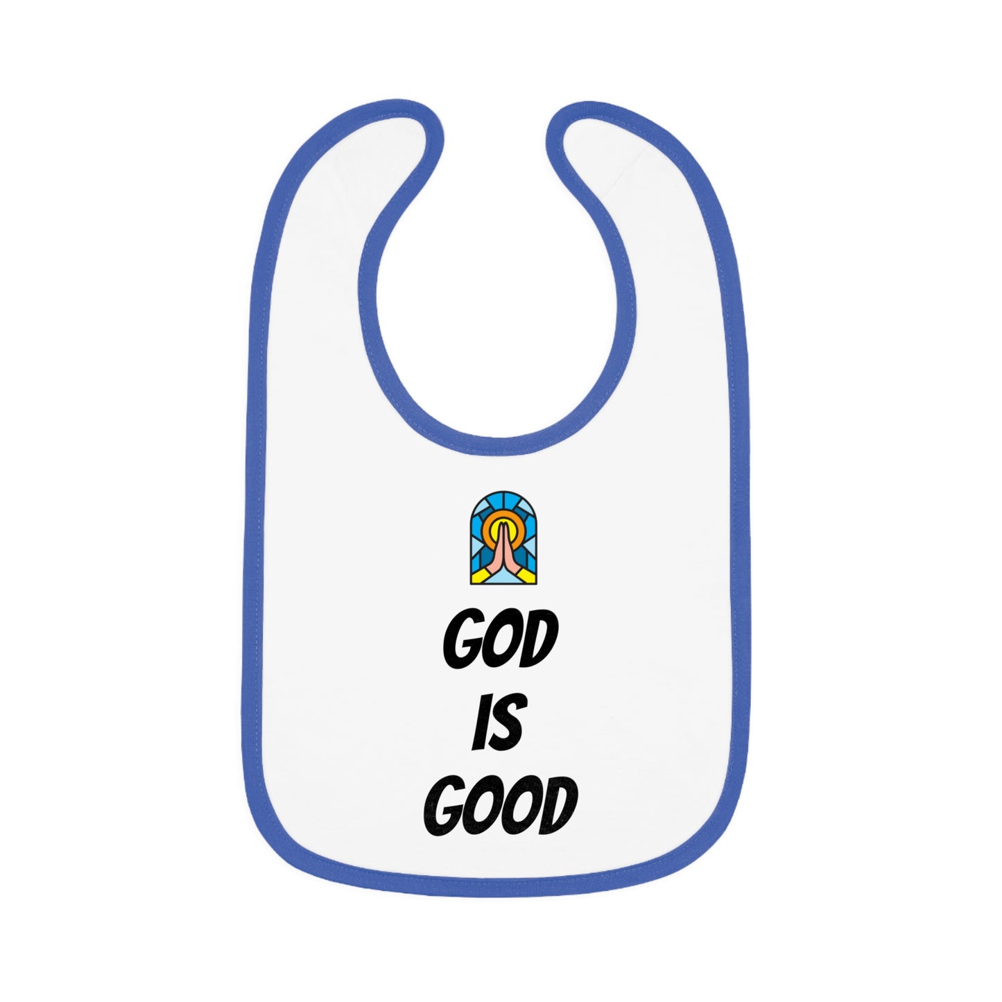 Baby Contrast Trim Jersey Bib - GOD IS GOOD