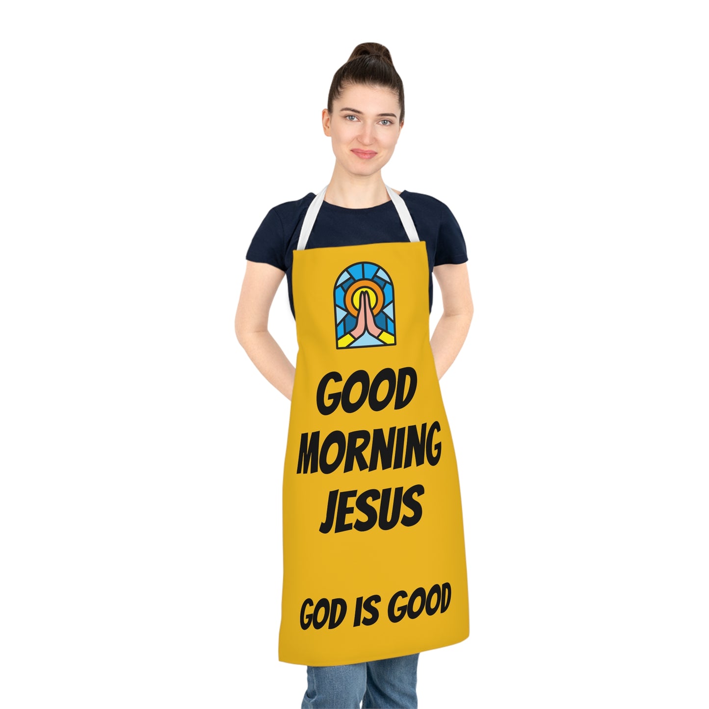 Adult Apron (AOP) - YELLOW - (Black Writing)
