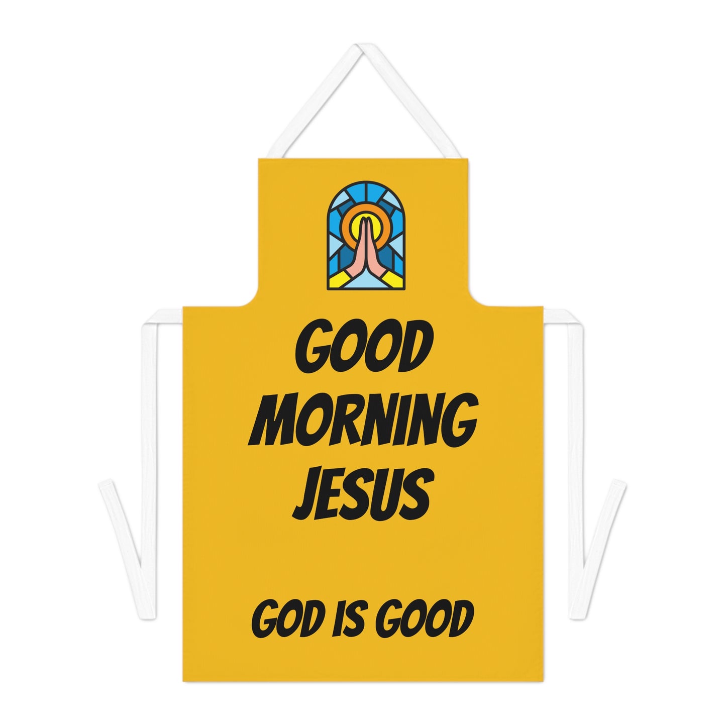 Adult Apron (AOP) - YELLOW - (Black Writing)