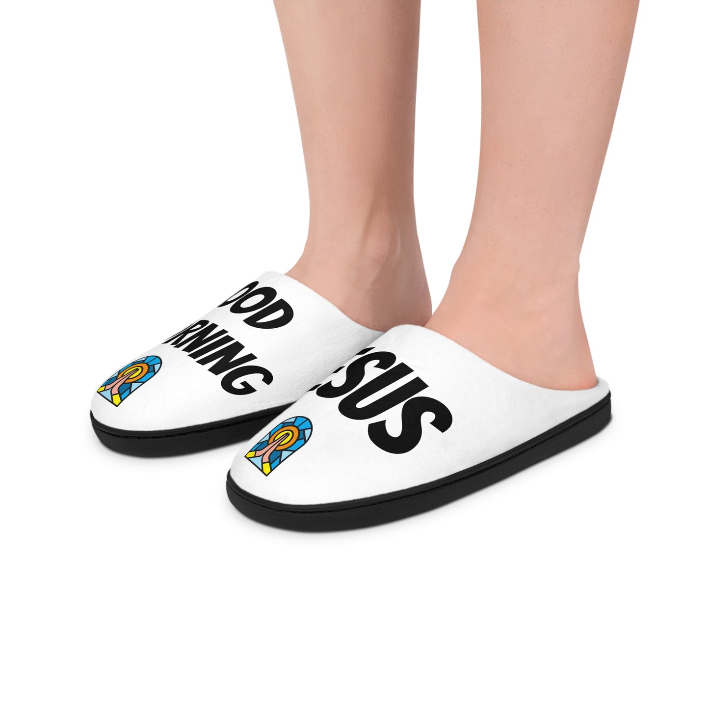 Men's Indoor Slippers - GOOD MORNING JESUS - WHITE