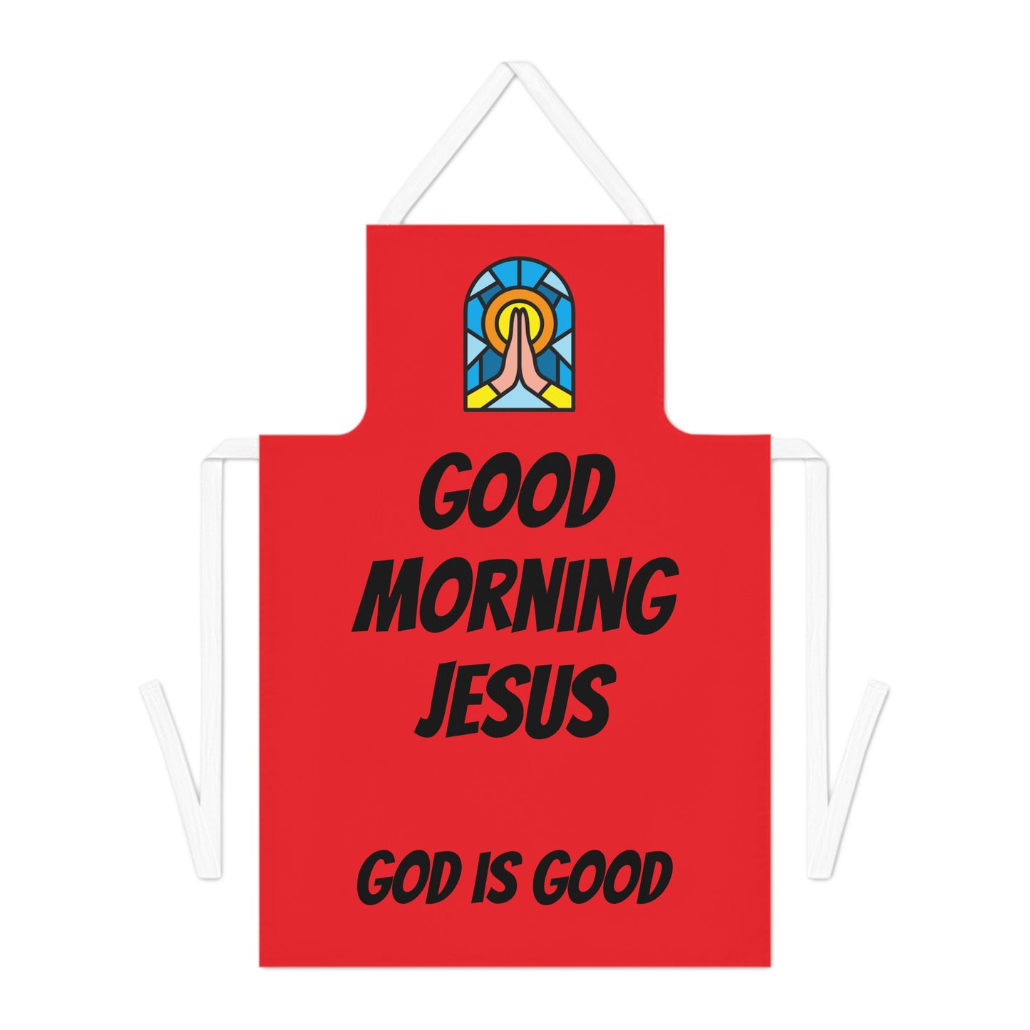 Adult Apron (AOP) - RED - (Black Writing)