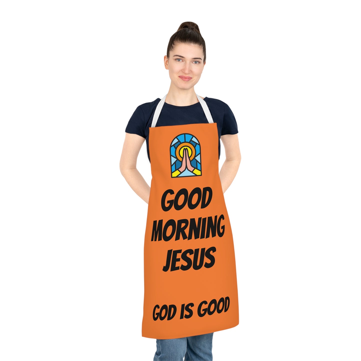 Adult Apron (AOP) - ORANGE - (Black Writing)