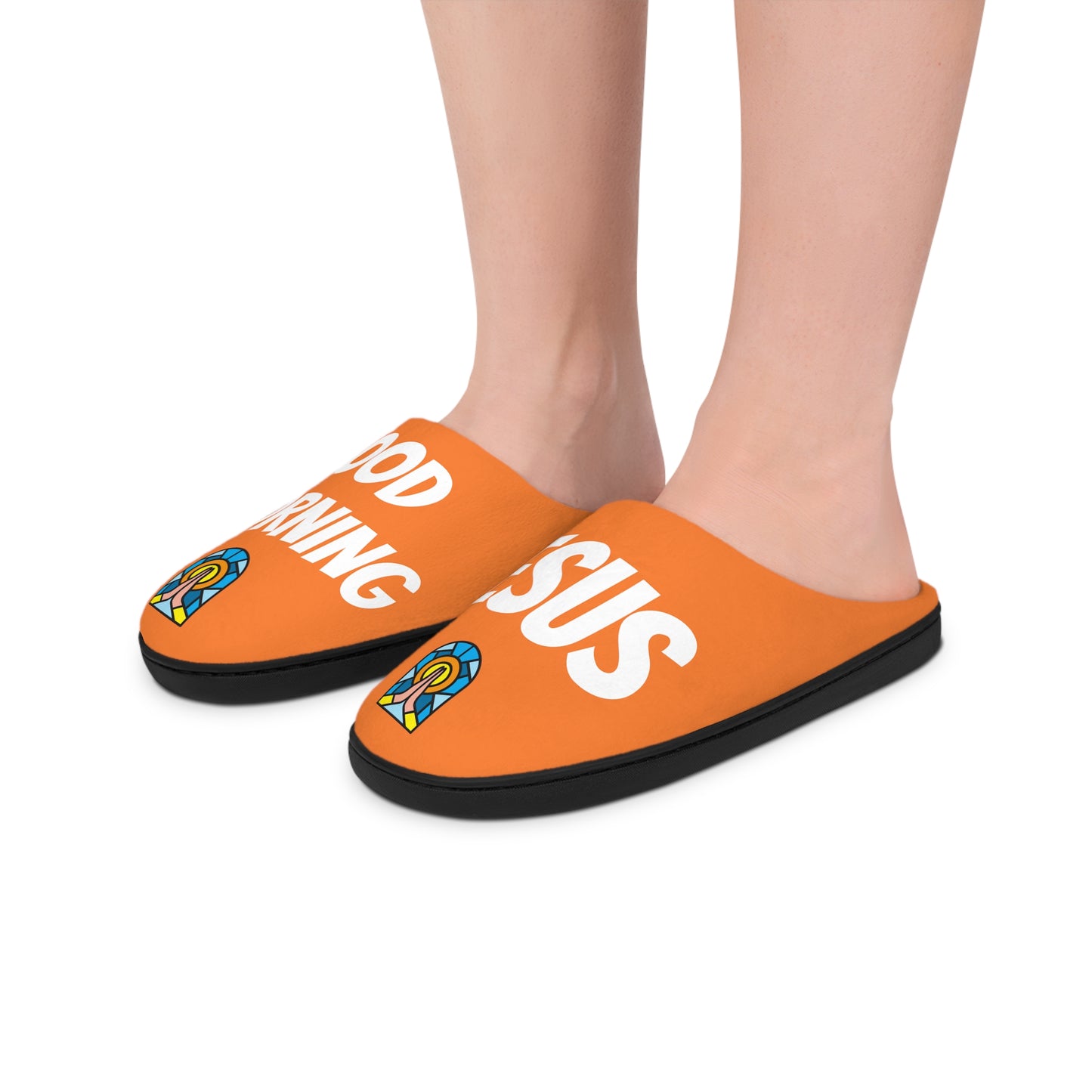 Men's Indoor Slippers - GOOD MORNING JESUS - ORANGE