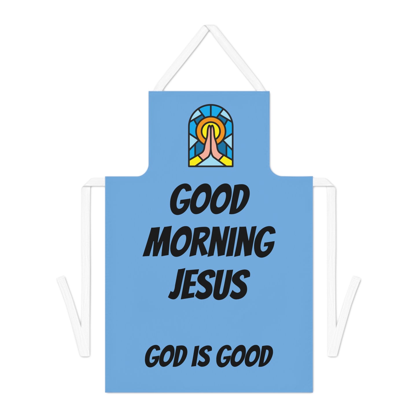 Adult Apron (AOP) - BABY BLUE - (Black Writing)