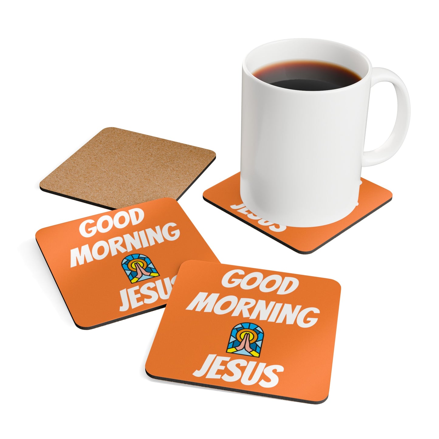 Corkwood Coaster Set - ORANGE