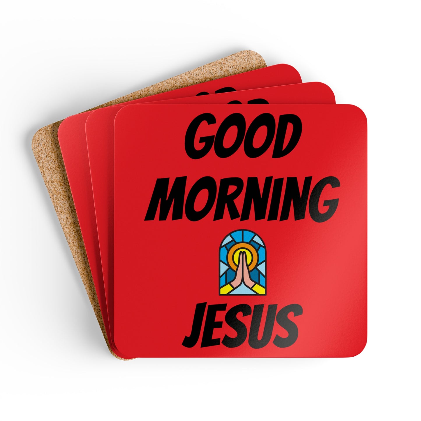 Corkwood Coaster Set - RED