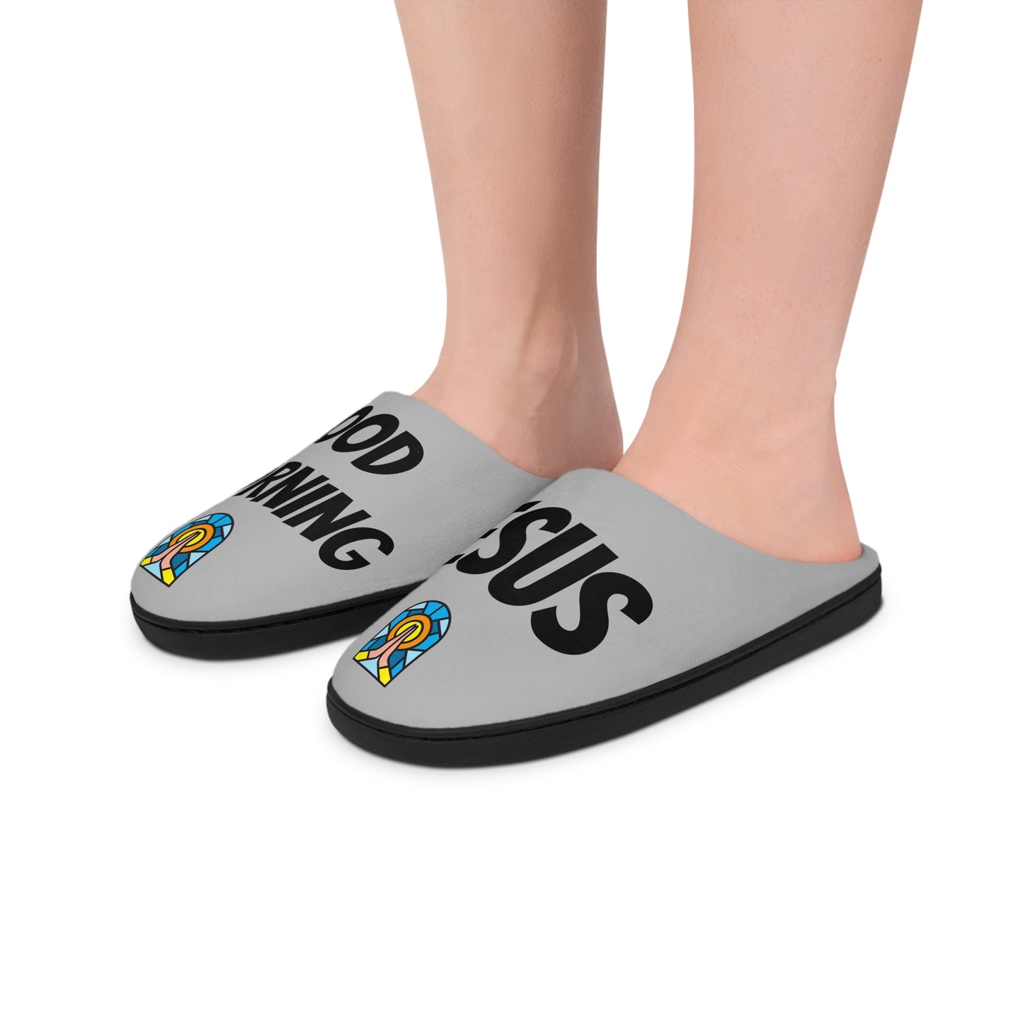 Men's Indoor Slippers - GOOD MORNING JESUS - GREY