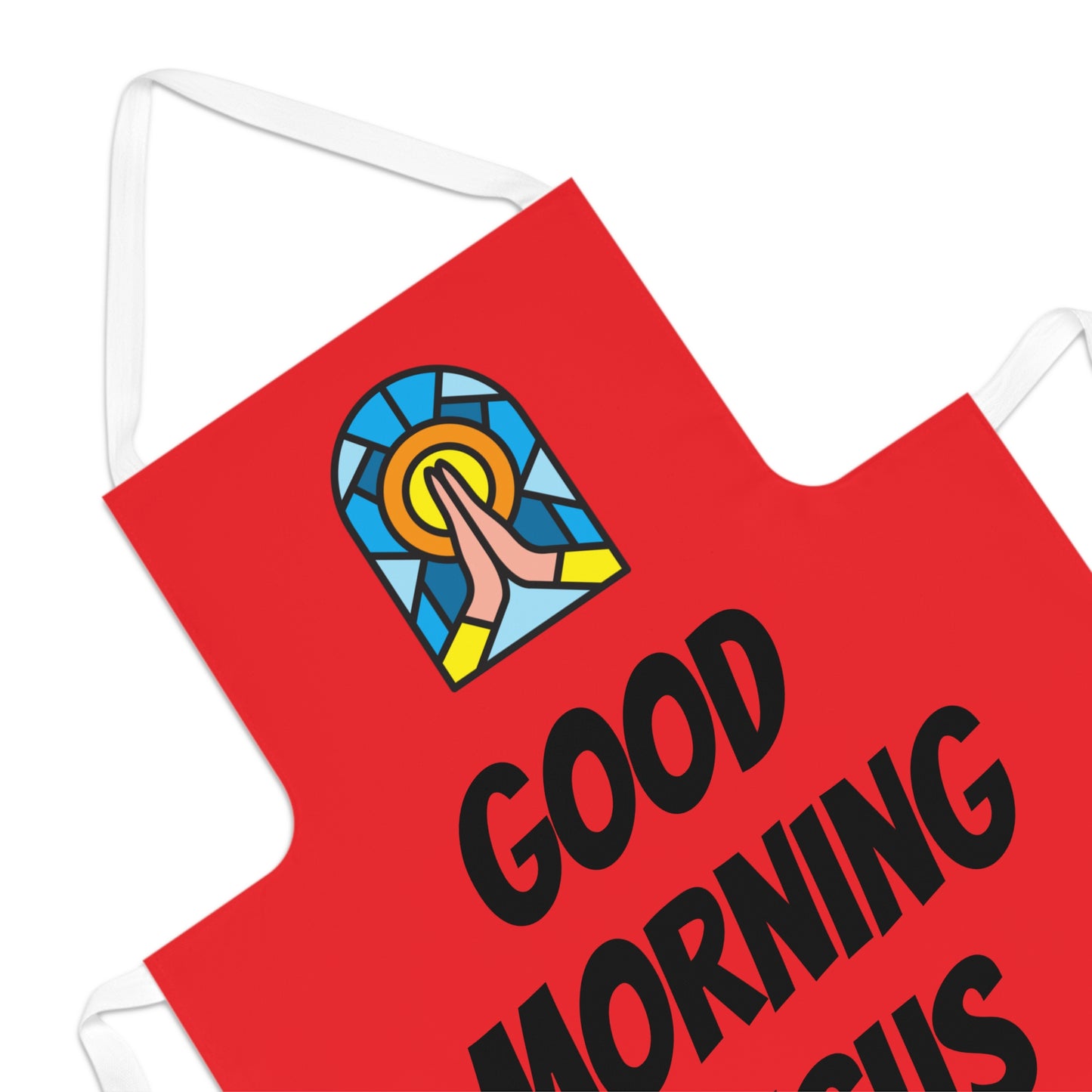 Adult Apron (AOP) - RED - (Black Writing)