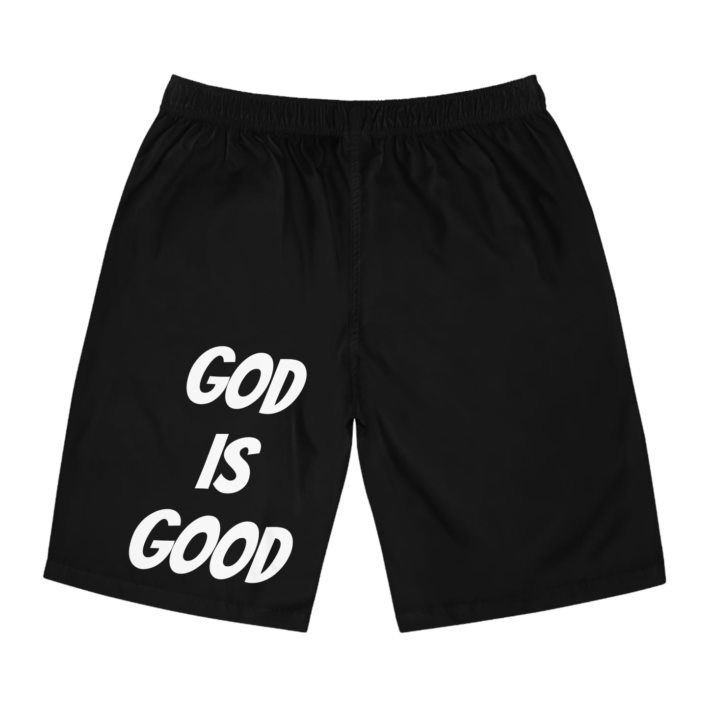Men's Board Shorts (AOP) - GOOD MORNING JESUS - BLACK