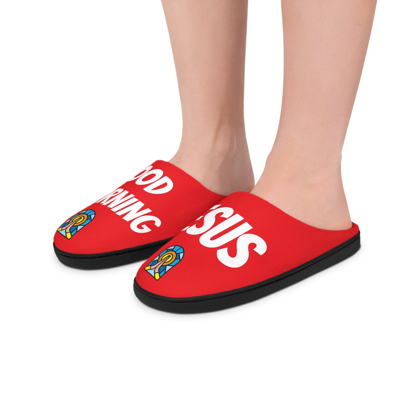 Men's Indoor Slippers - GOOD MORNING JESUS - RED