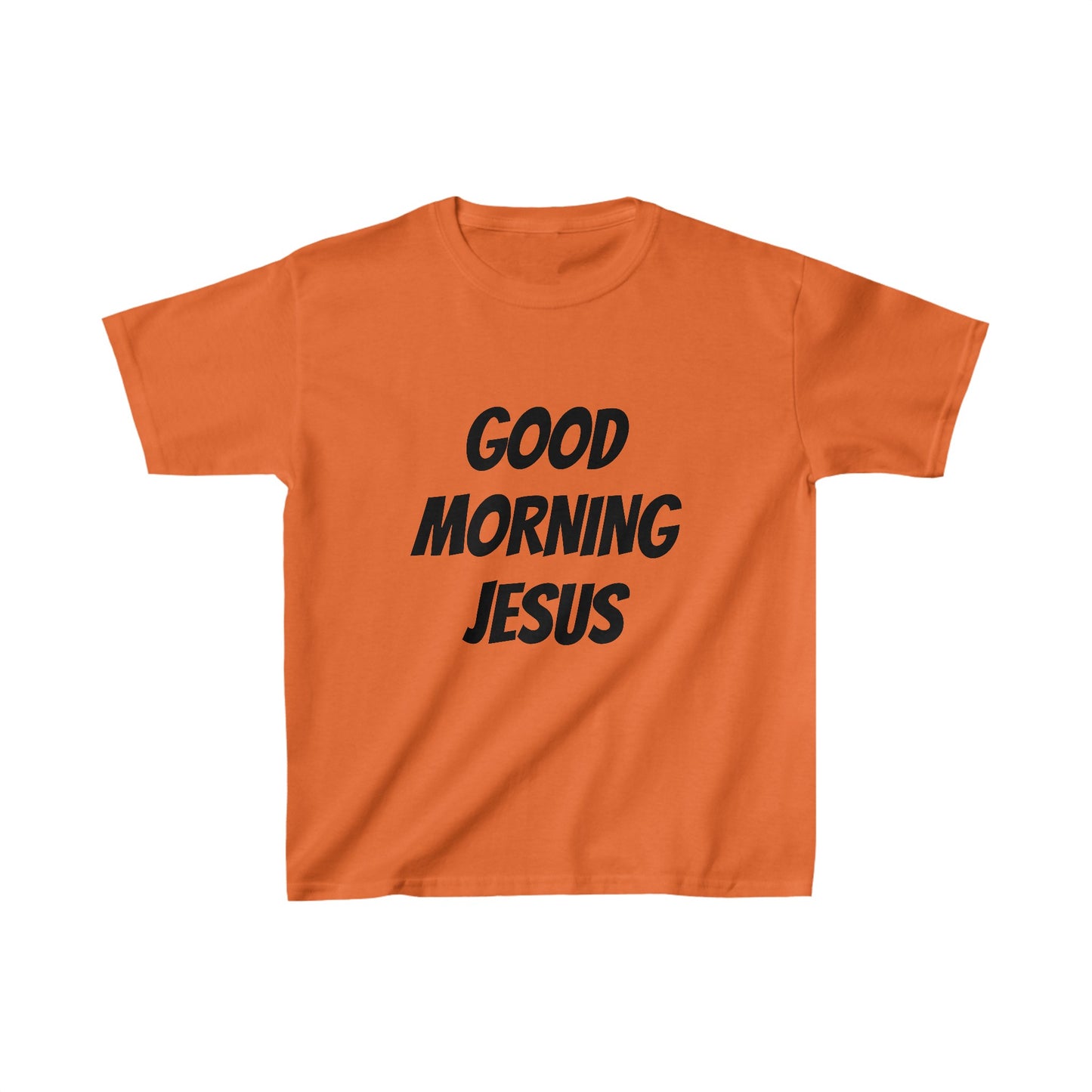 Kids Heavy Cotton™ Tee - Black Writing - GOOD MORNING JESUS - GREY