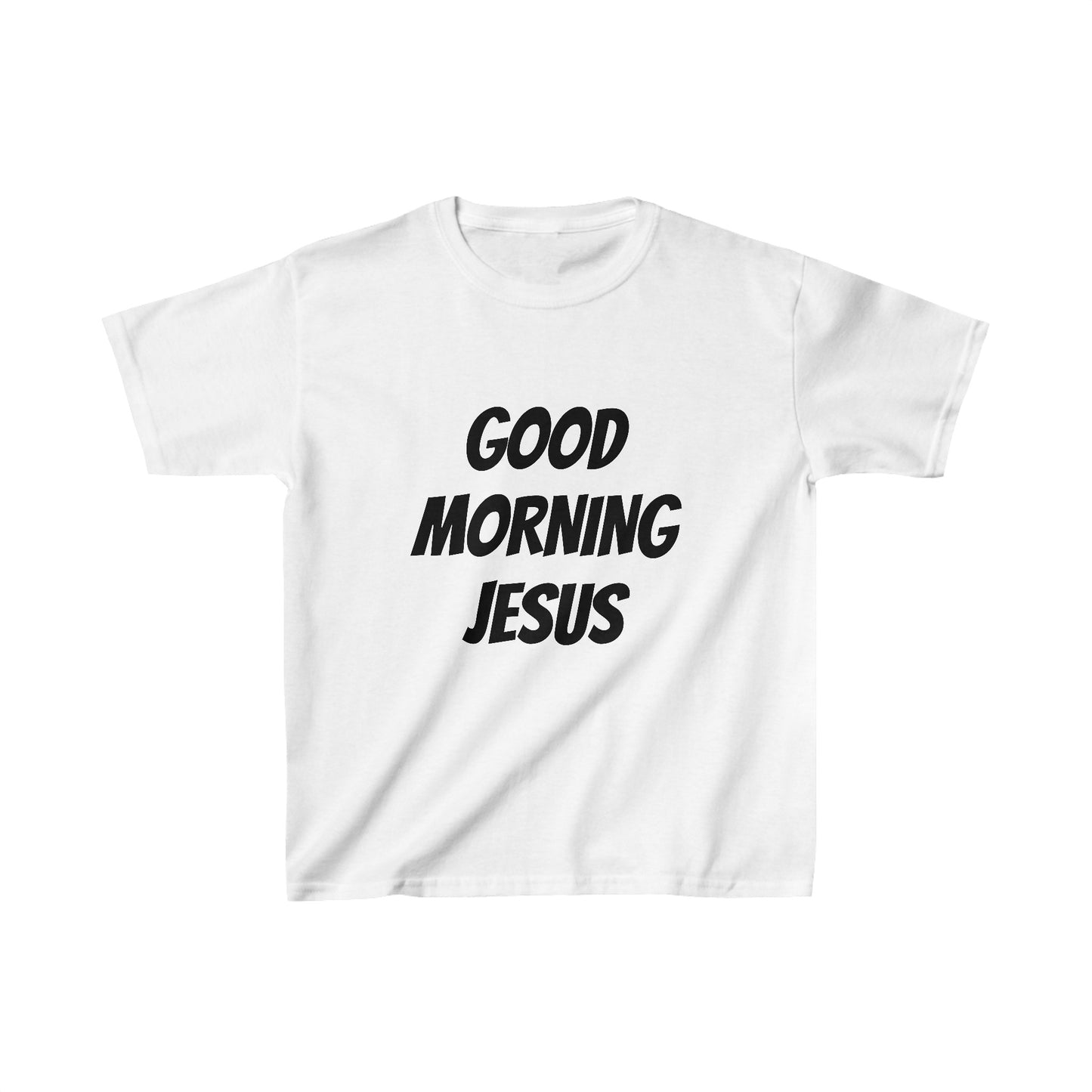 Kids Heavy Cotton™ Tee - Black Writing - GOOD MORNING JESUS - ORANGE