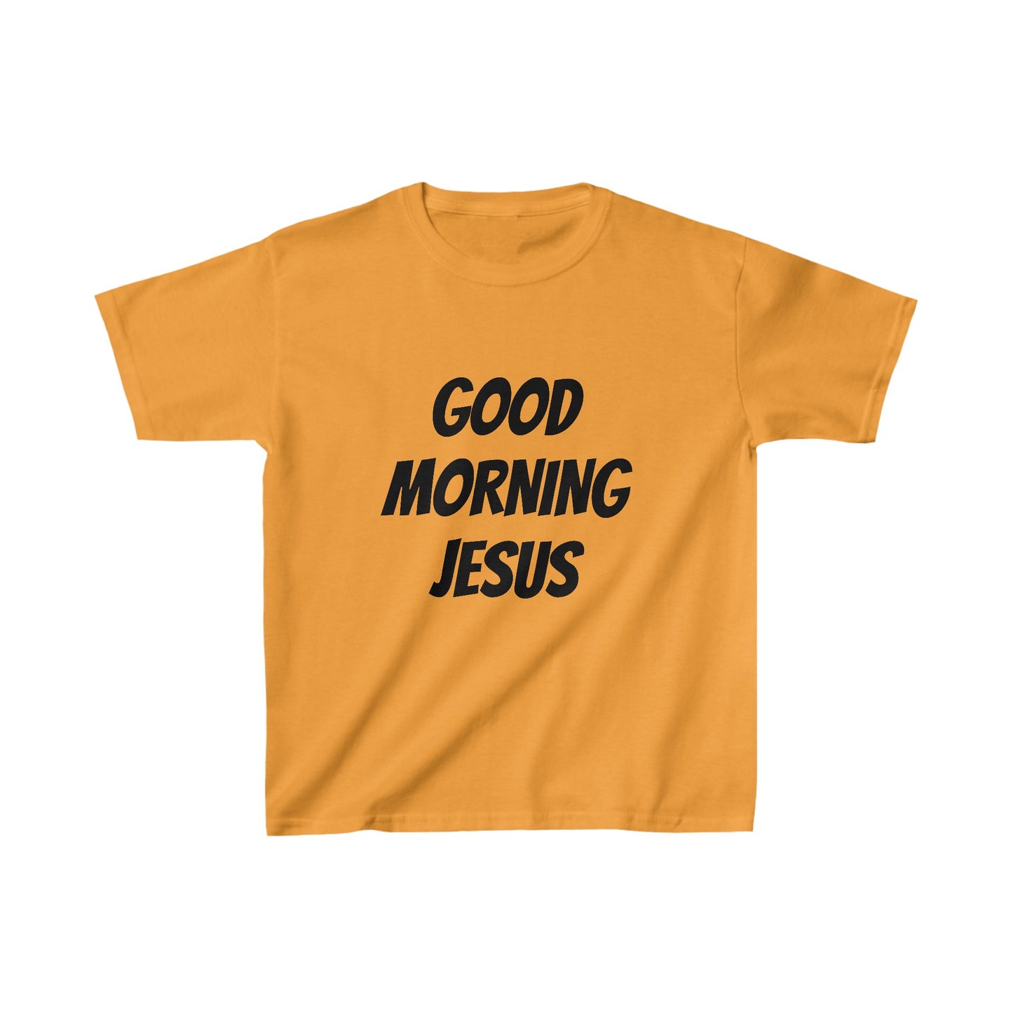 Kids Heavy Cotton™ Tee - Black Writing - GOOD MORNING JESUS - ORANGE