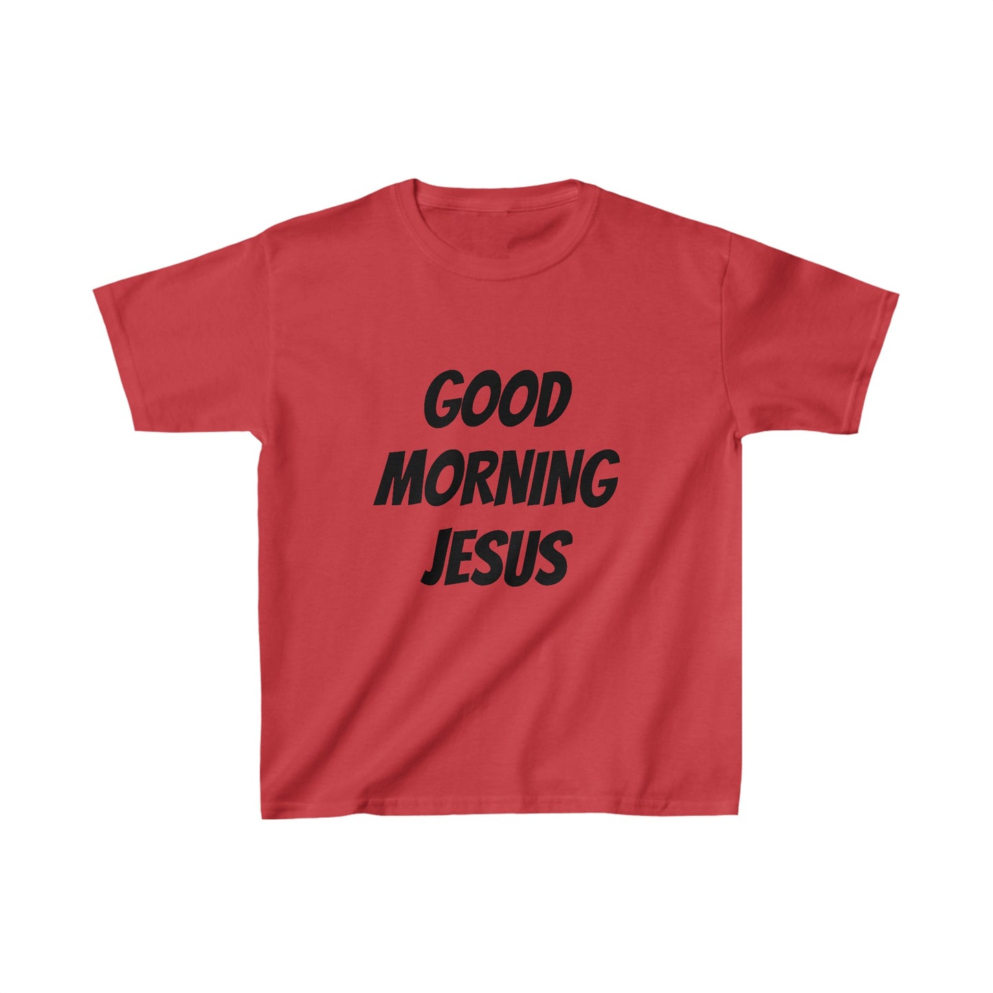 Kids Heavy Cotton™ Tee - Black Writing - GOOD MORNING JESUS - ORANGE