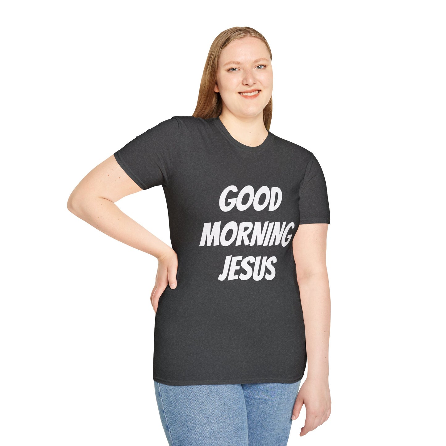 Unisex Softstyle T-Shirt - Black Writing - GOOD MORNING JESUS