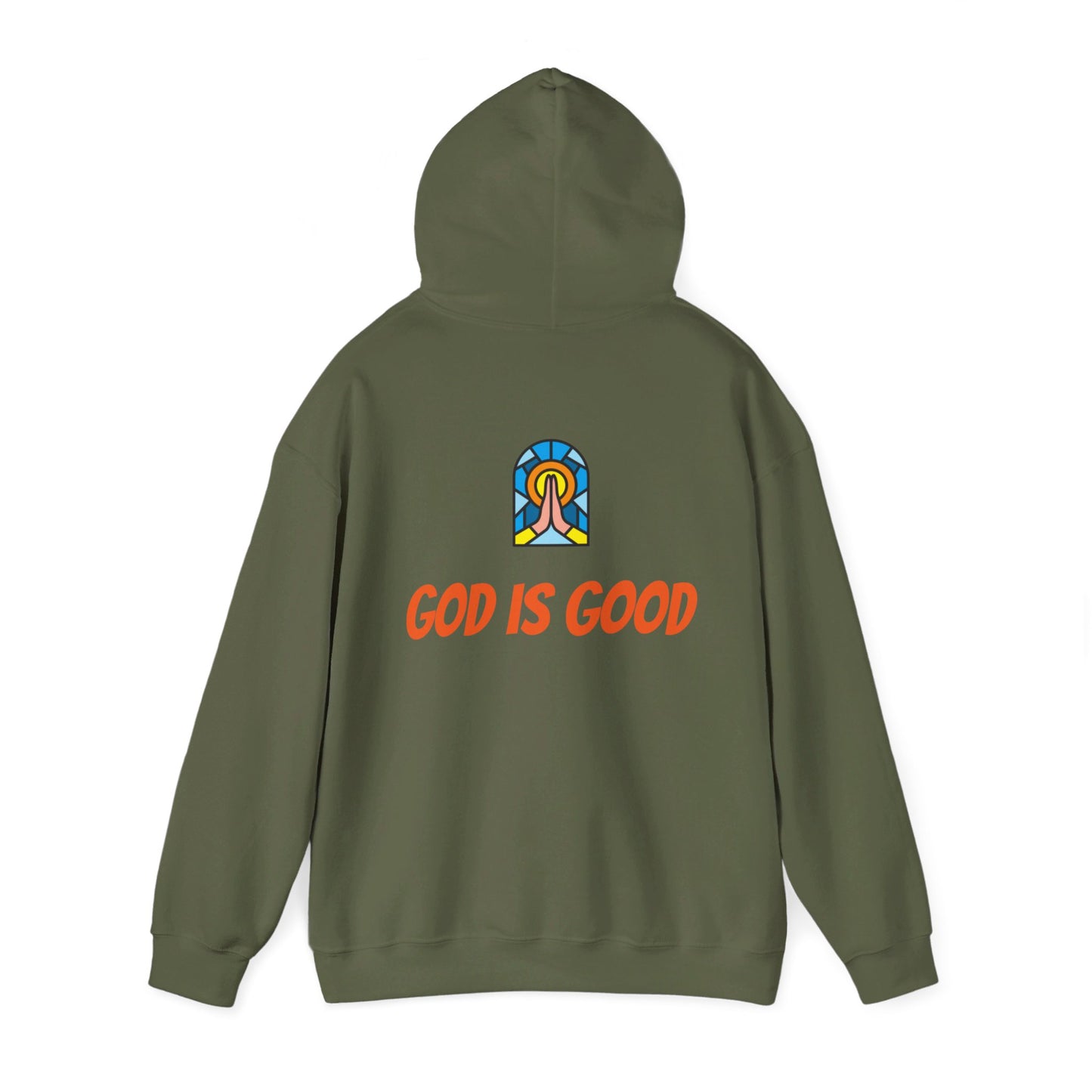 Unisex Heavy Blend™ Hooded Sweatshirt - Orange Writing - GOOD MORNING JESUS