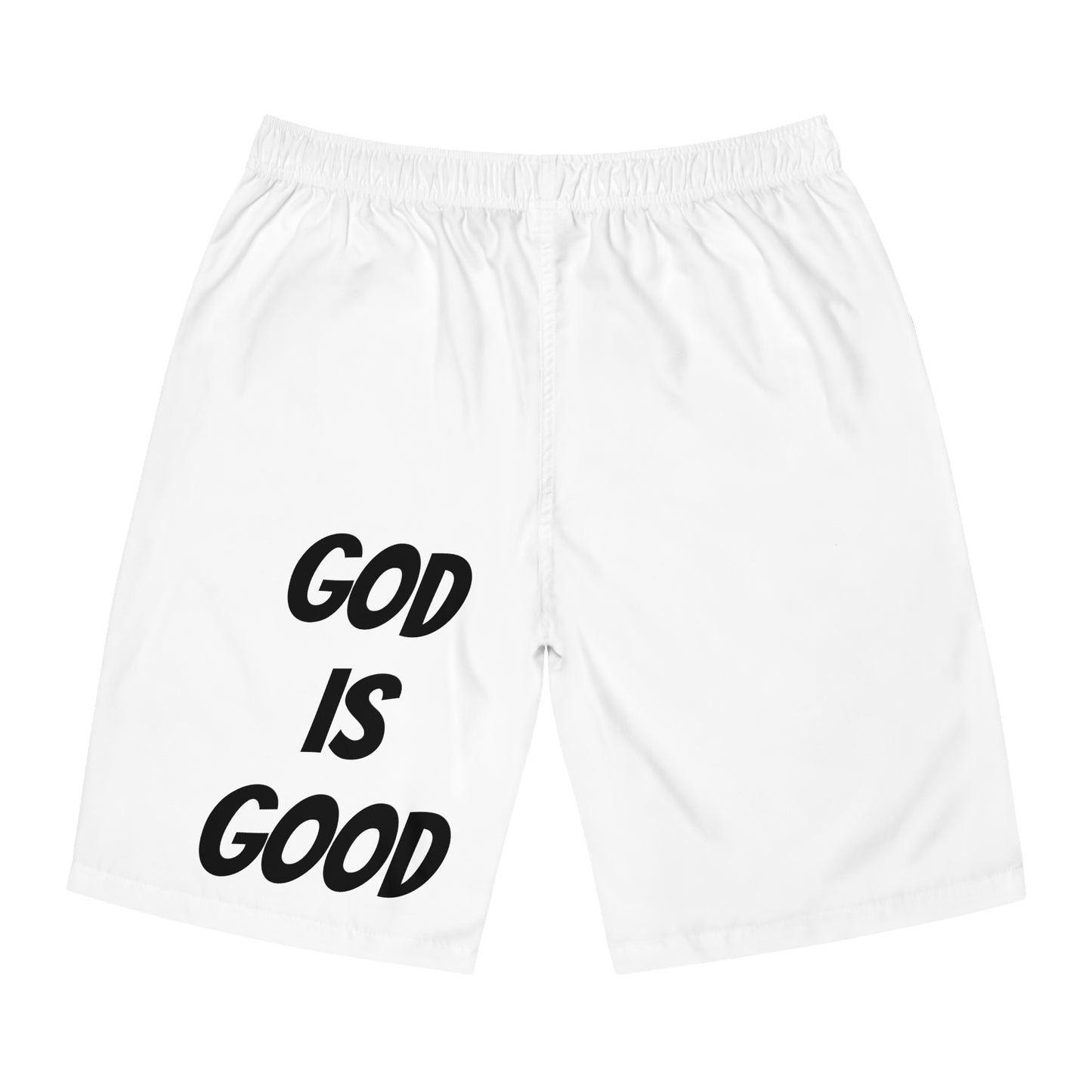 Men's Board Shorts (AOP) - GOOD MORNING JESUS - WHITE
