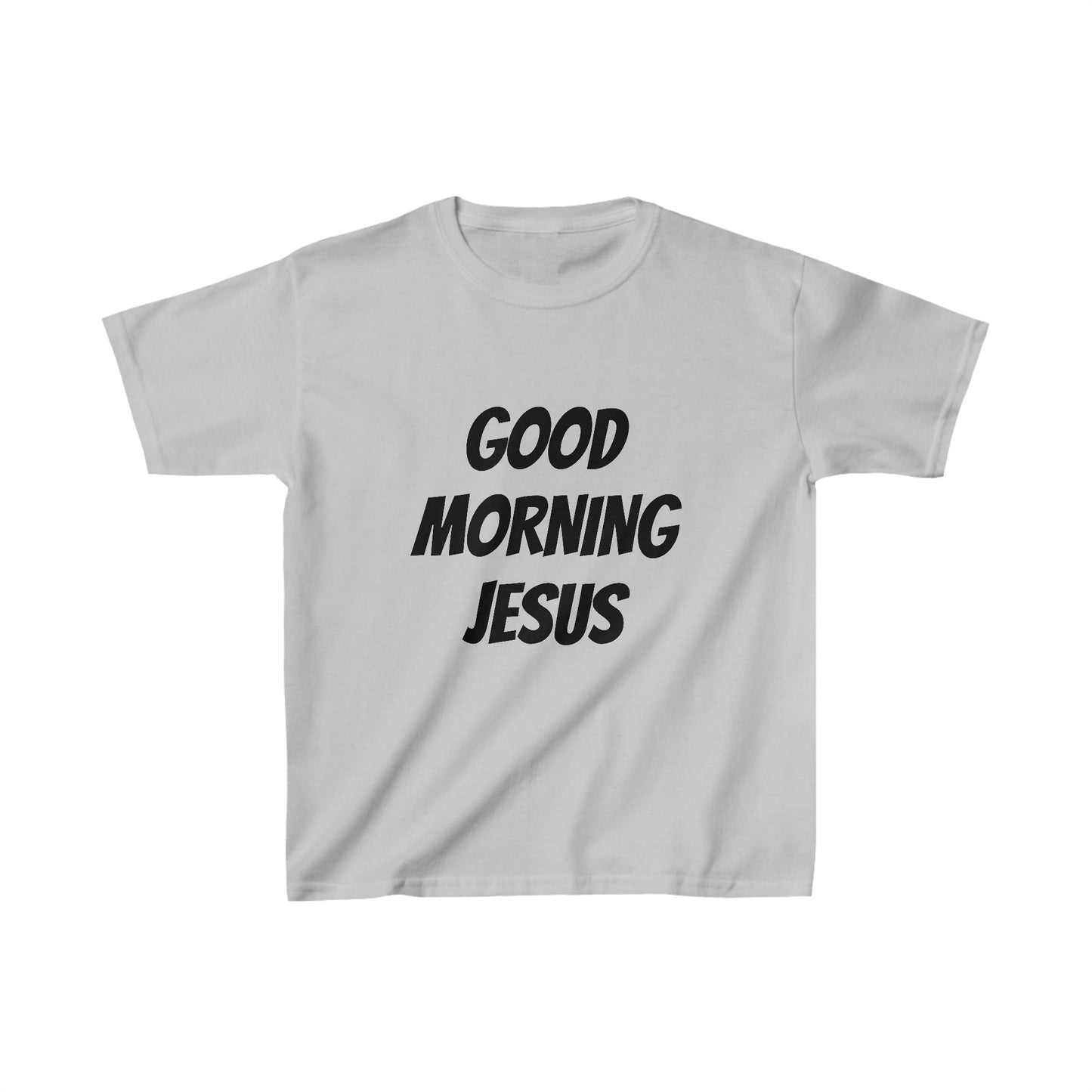 Kids Heavy Cotton™ Tee - Black Writing - GOOD MORNING JESUS - ORANGE