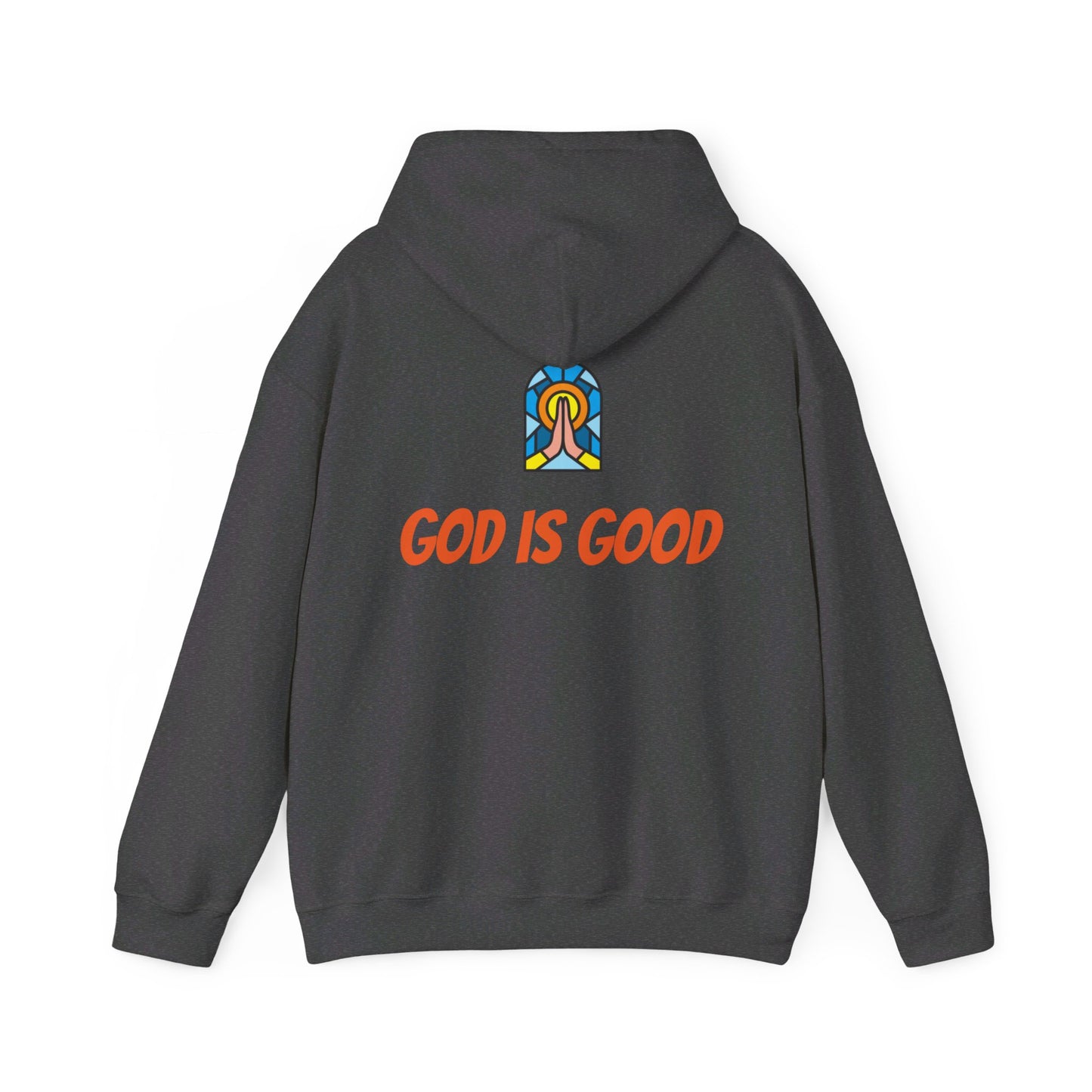 Unisex Heavy Blend™ Hooded Sweatshirt - Orange Writing - GOOD MORNING JESUS