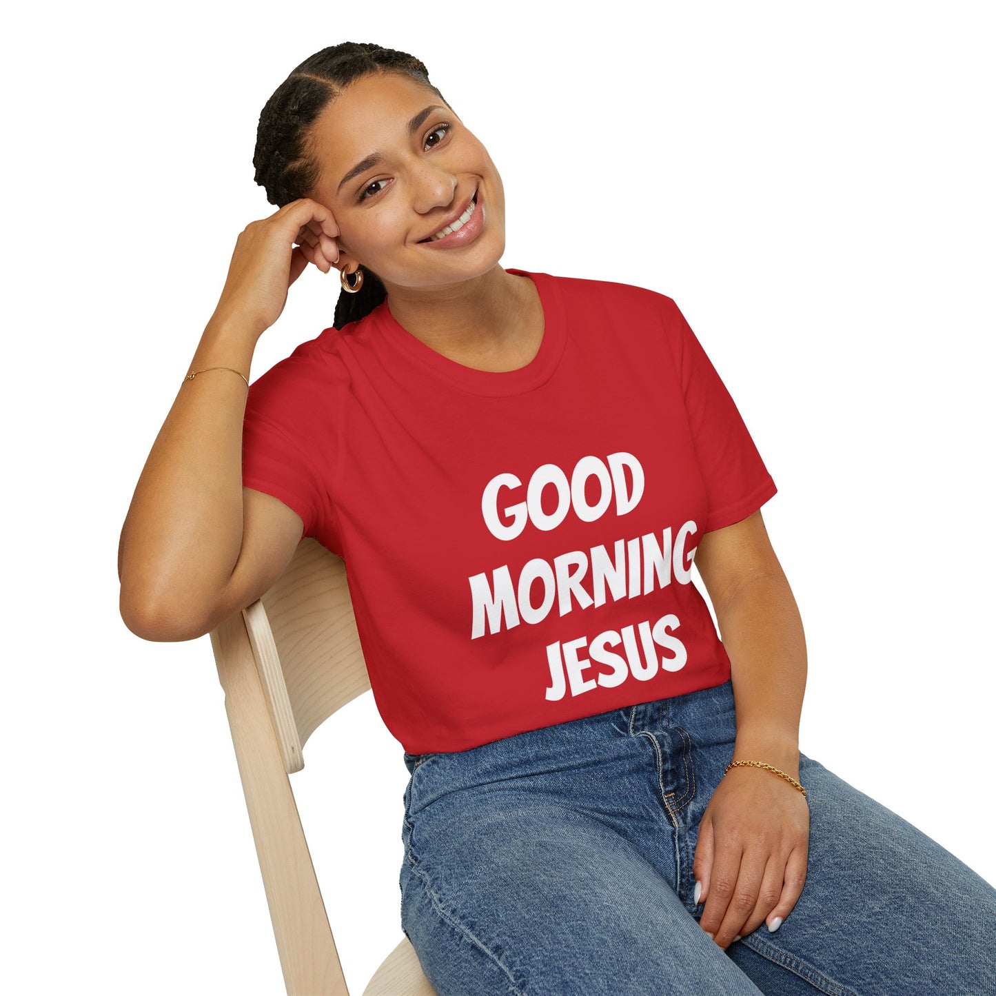 Unisex Softstyle T-Shirt - Black Writing - GOOD MORNING JESUS