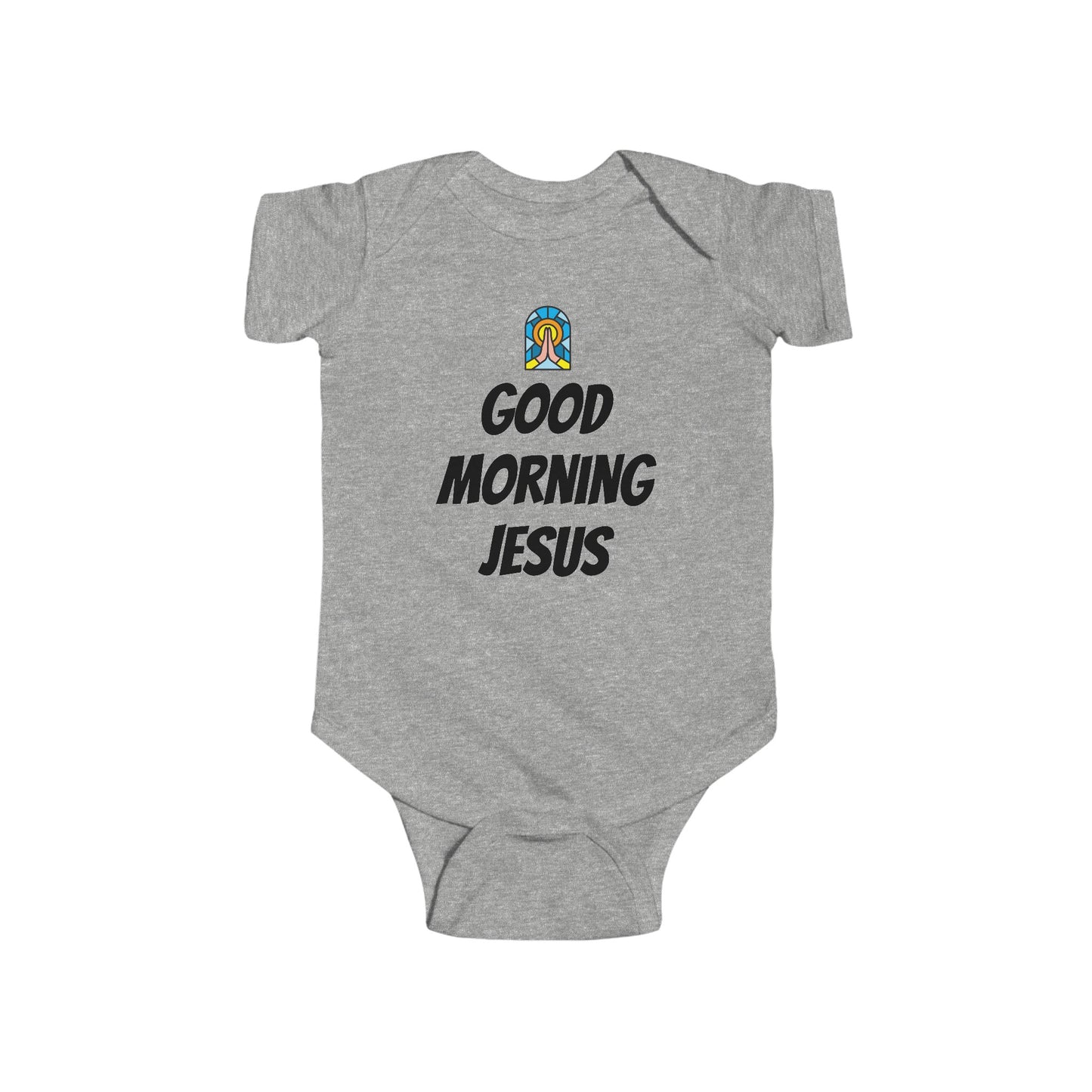 Infant Fine Jersey Bodysuit - Black Writing - GOOD MORNING JESUS - PINK