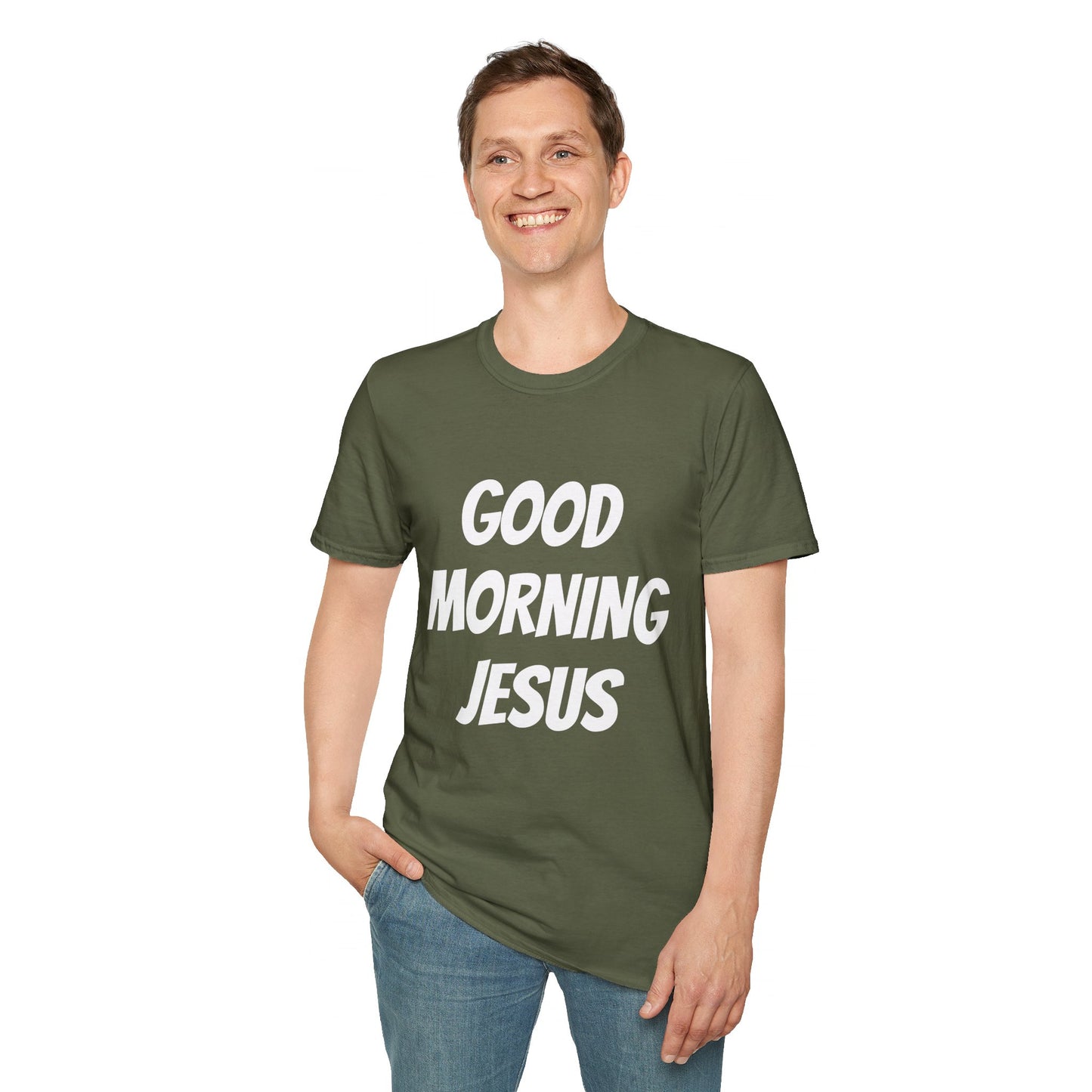 Unisex Softstyle T-Shirt - Black Writing - GOOD MORNING JESUS