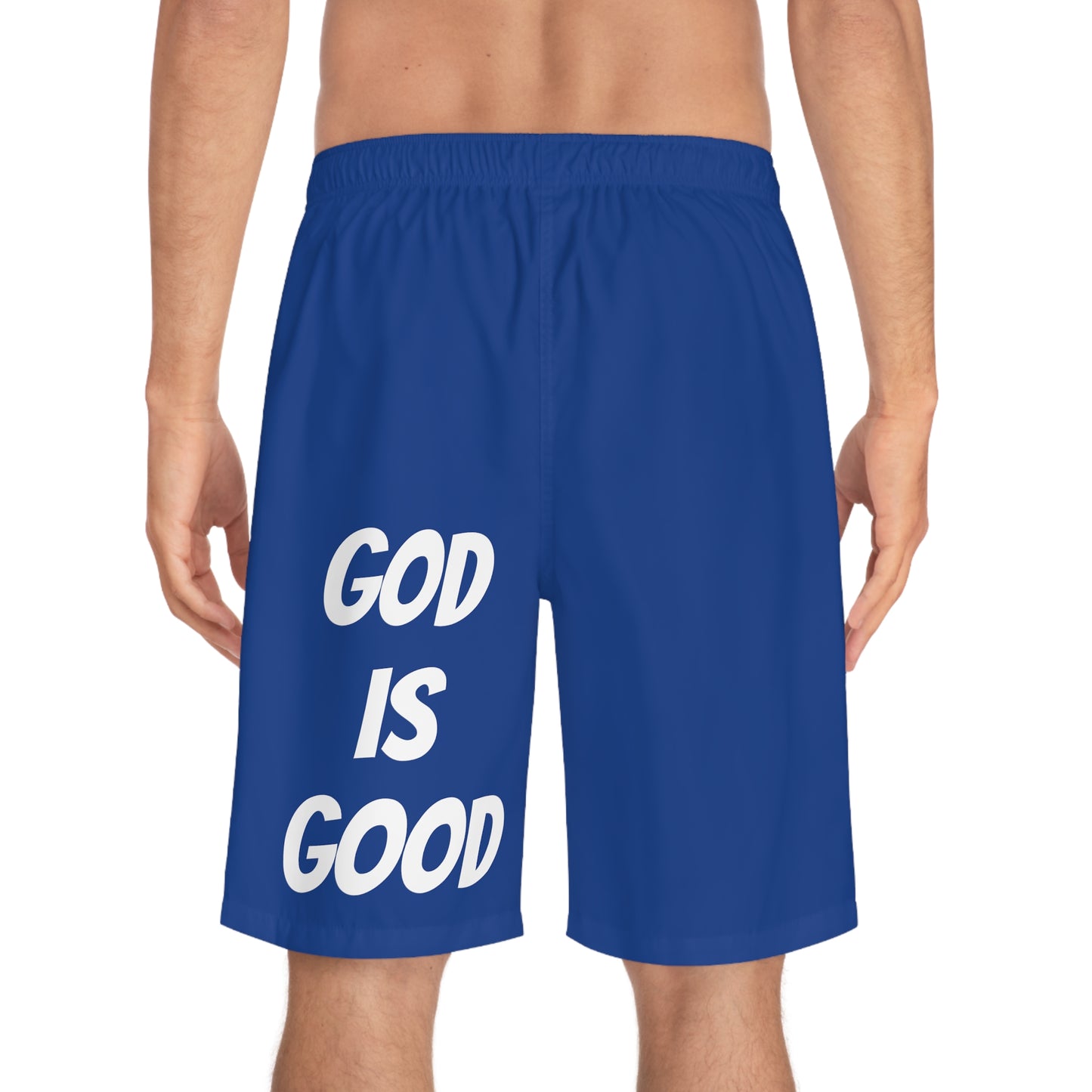 Men's Board Shorts (AOP) - GOOD MORNING JESUS - DARK BLUE