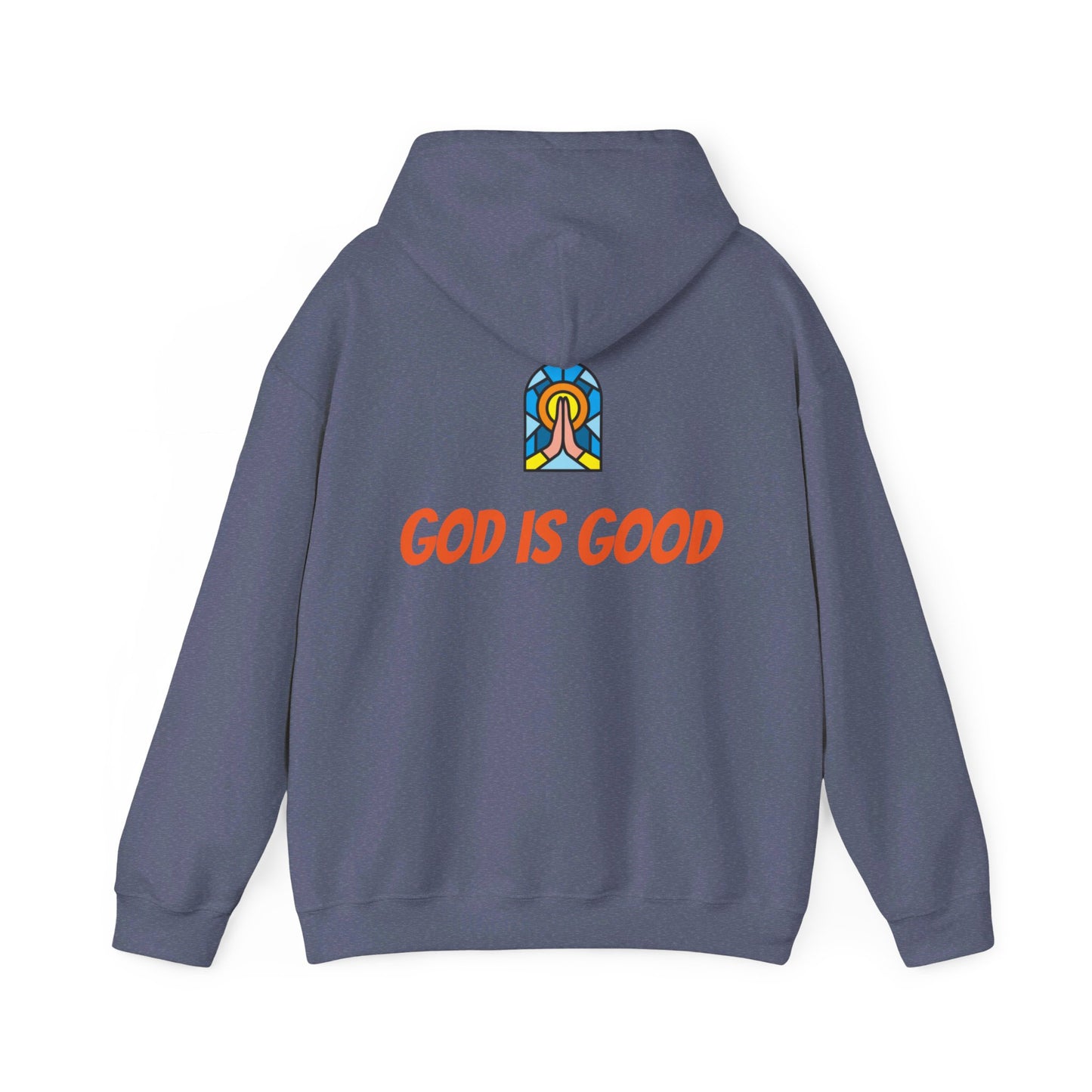 Unisex Heavy Blend™ Hooded Sweatshirt - Orange Writing - GOOD MORNING JESUS