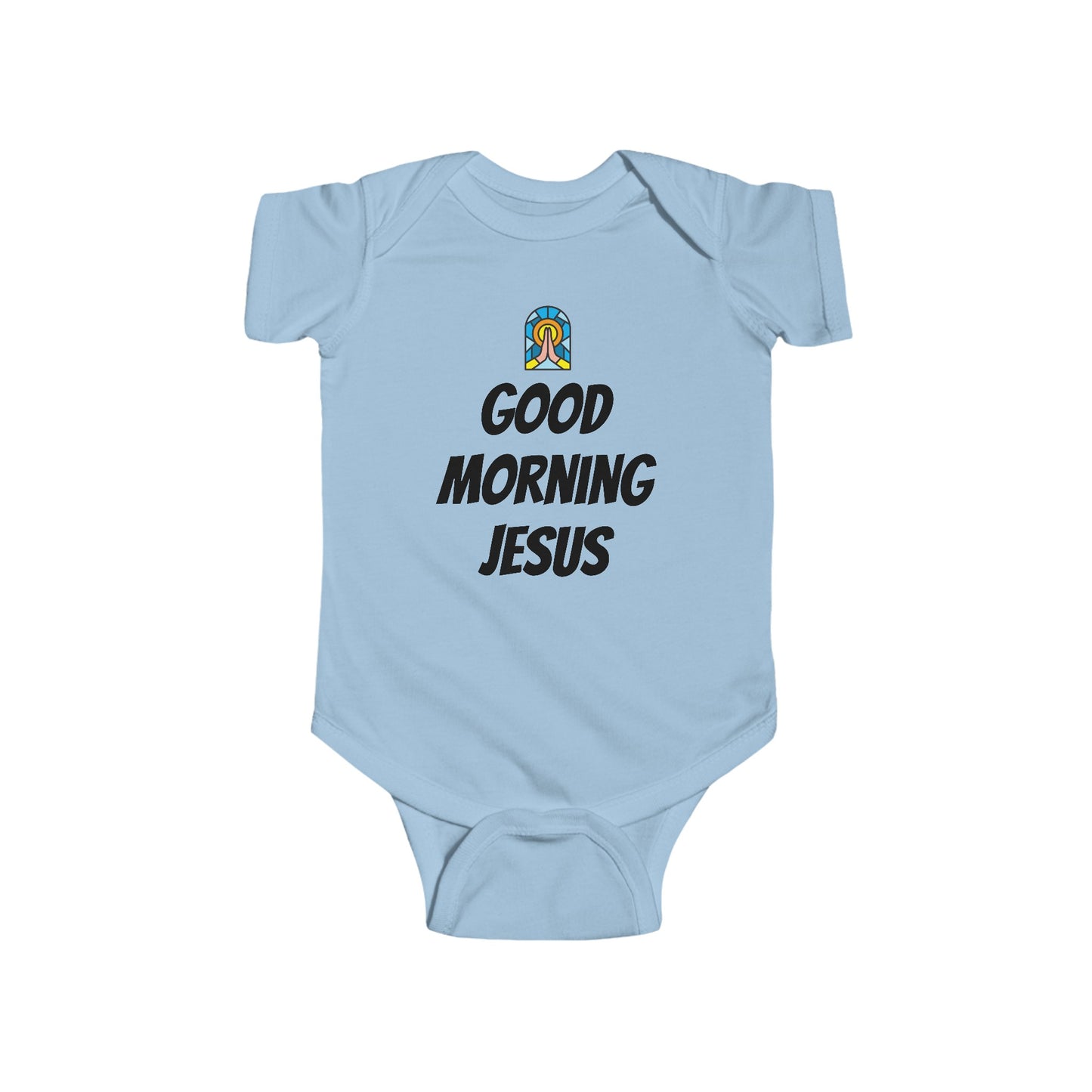 Infant Fine Jersey Bodysuit - Black Writing - GOOD MORNING JESUS - PINK