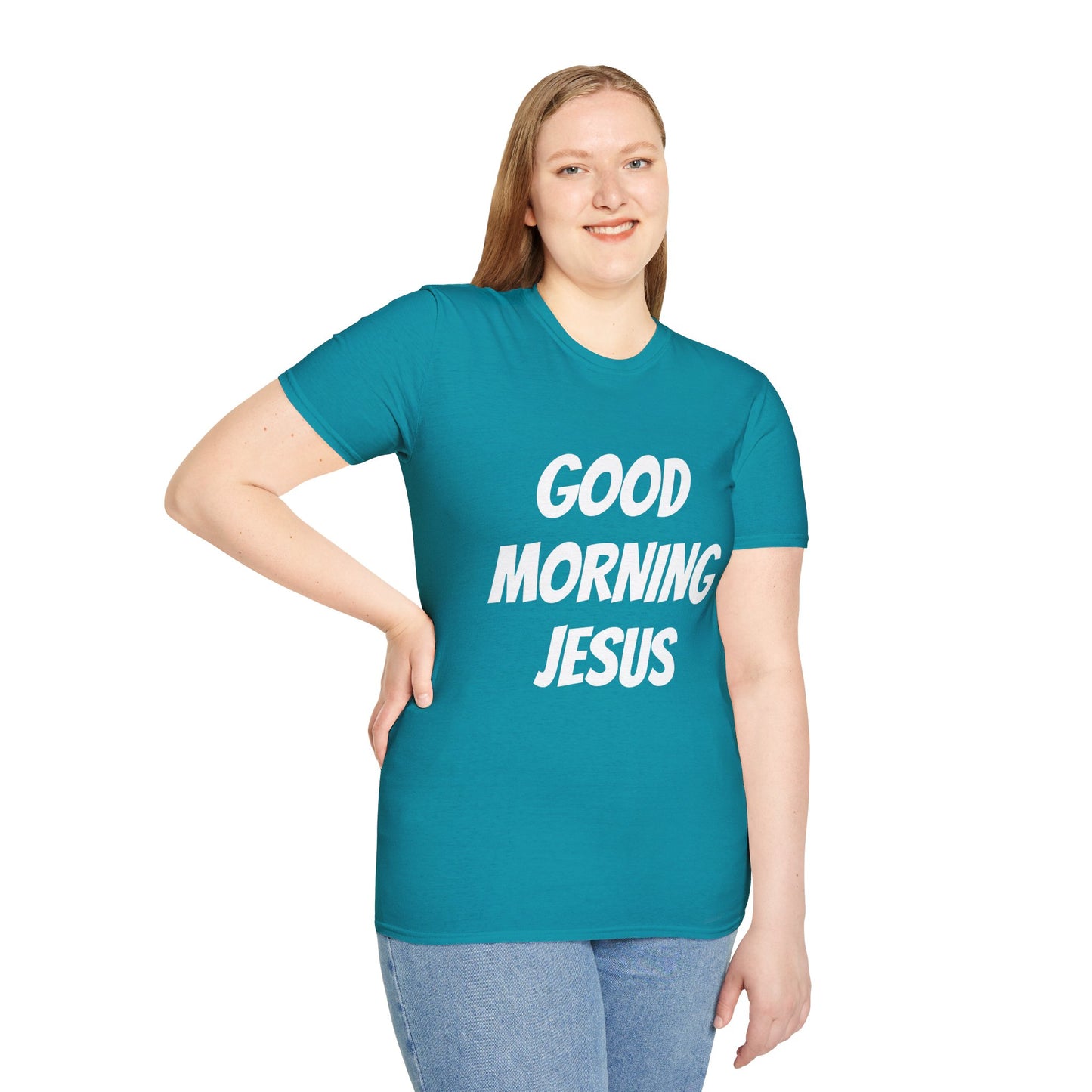 Unisex Softstyle T-Shirt - Black Writing - GOOD MORNING JESUS