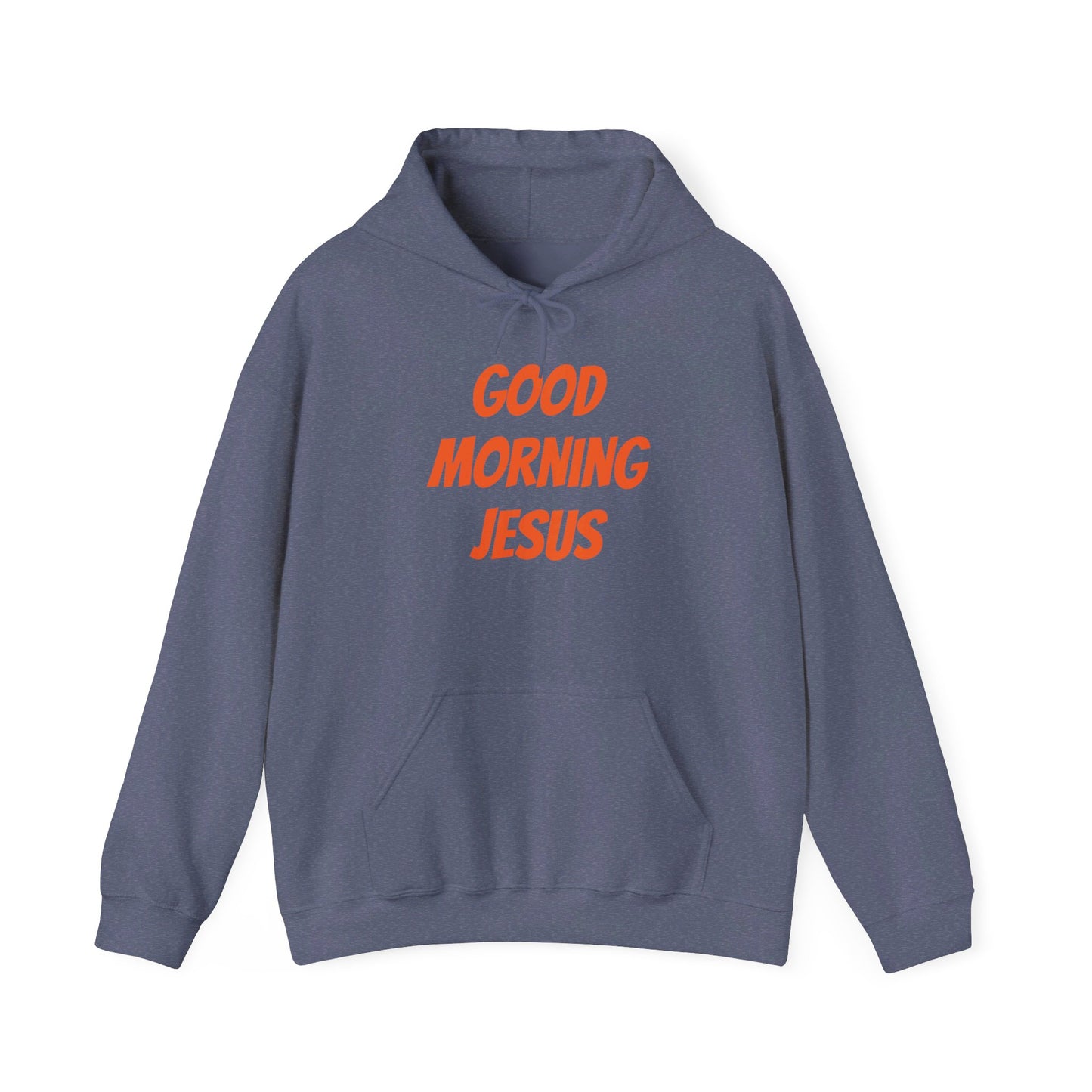 Unisex Heavy Blend™ Hooded Sweatshirt - Orange Writing - GOOD MORNING JESUS