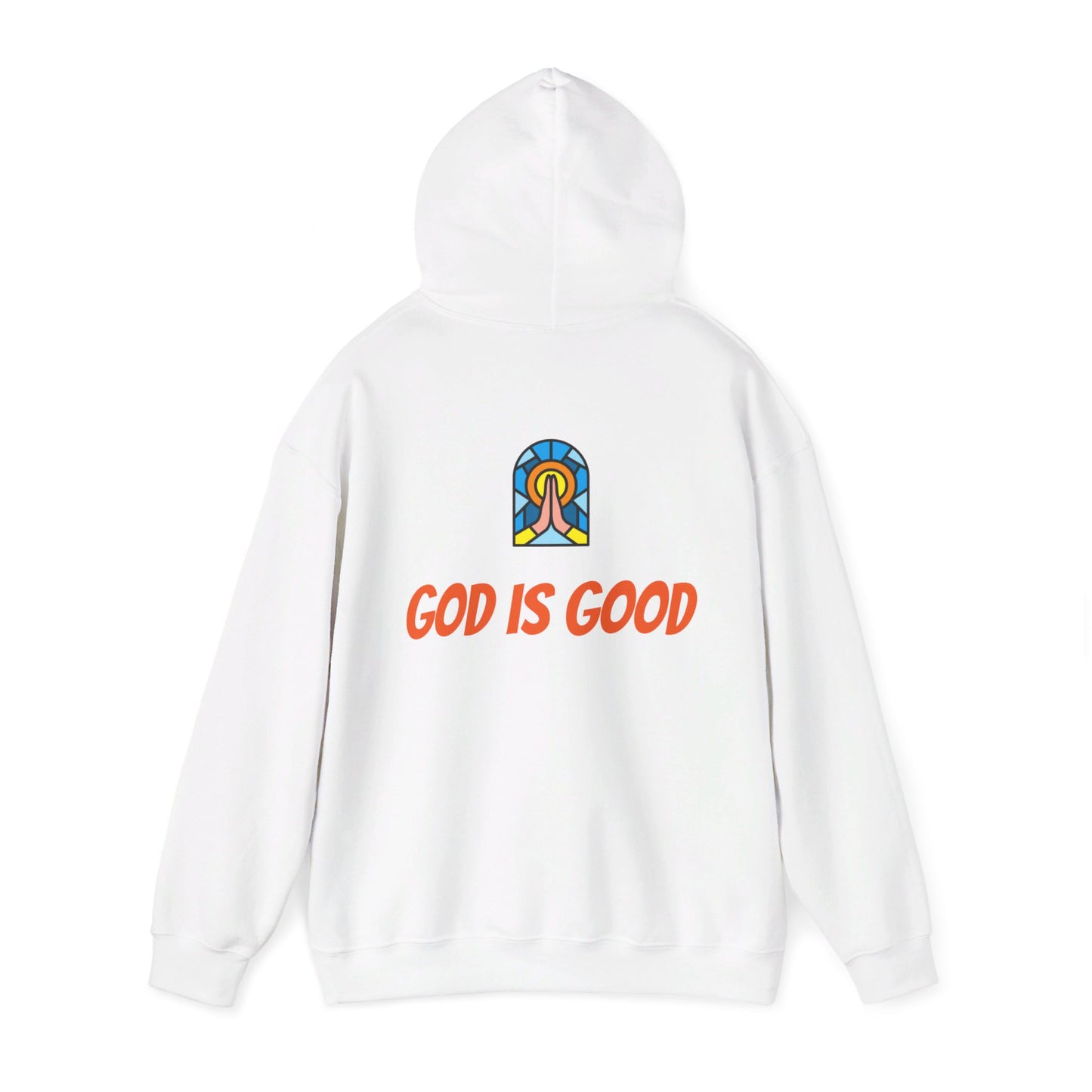 Unisex Heavy Blend™ Hooded Sweatshirt - Orange Writing - GOOD MORNING JESUS