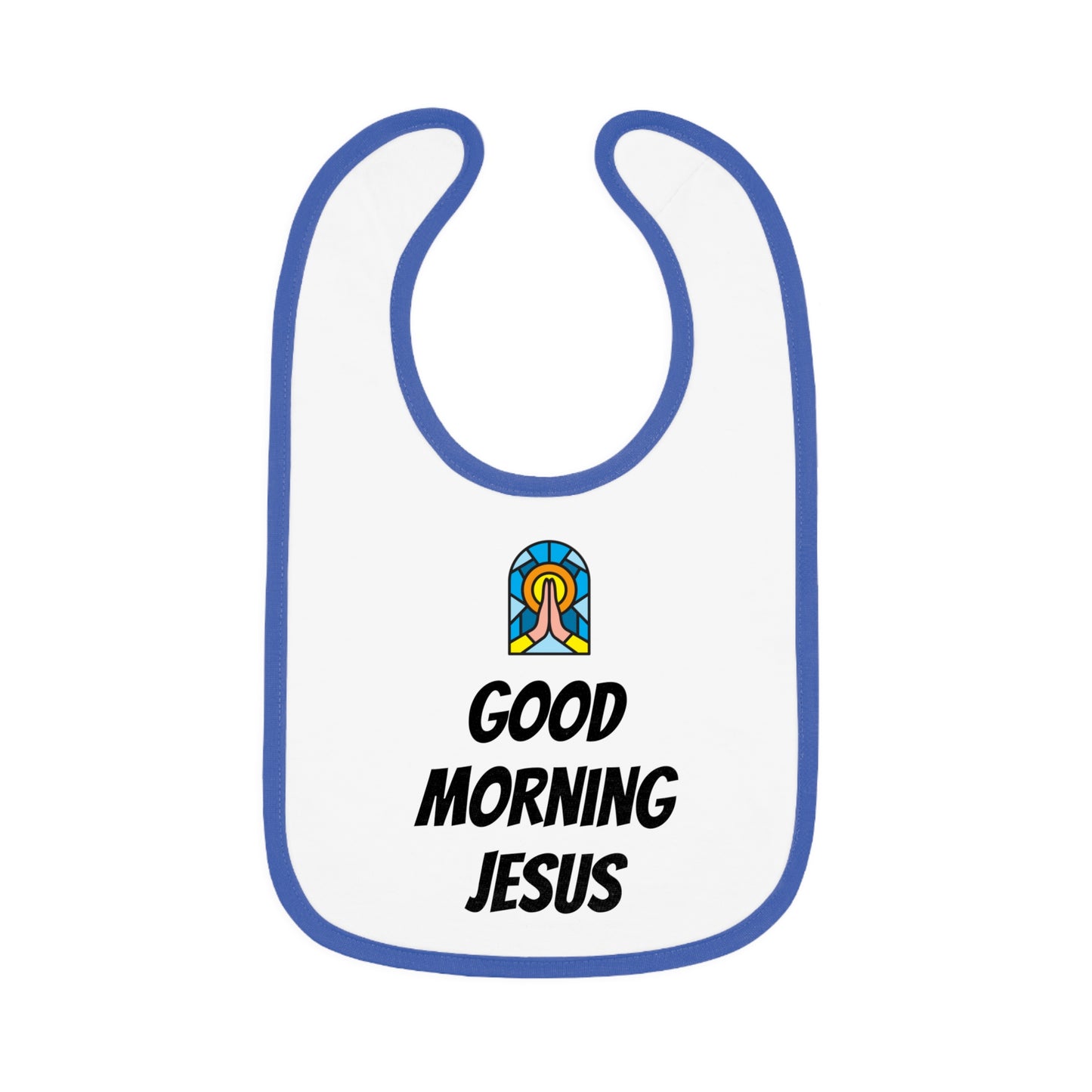 Baby Contrast Trim Jersey Bib - GOOD MORNING JESUS