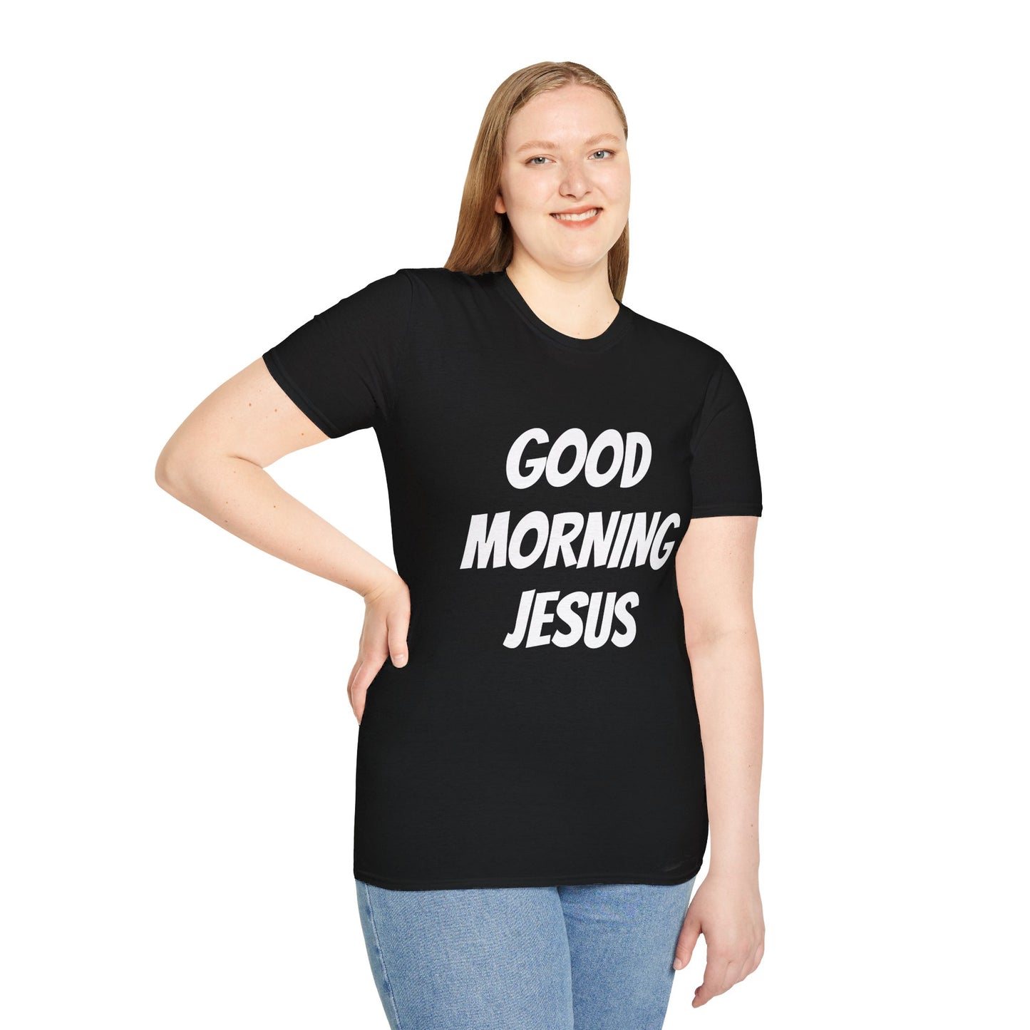 Unisex Softstyle T-Shirt - Black Writing - GOOD MORNING JESUS