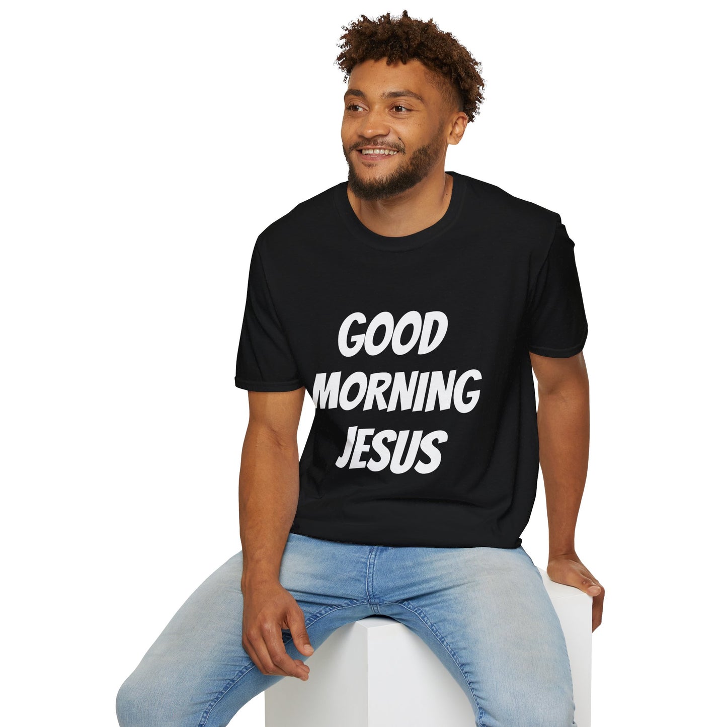 Unisex Softstyle T-Shirt - Black Writing - GOOD MORNING JESUS