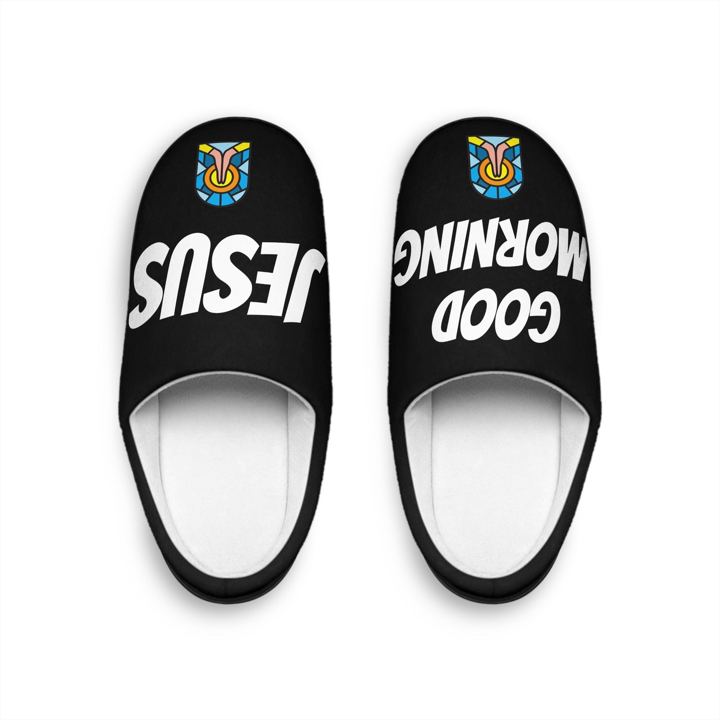 Men's Indoor Slippers - GOOD MORNING JESUS - BLACK