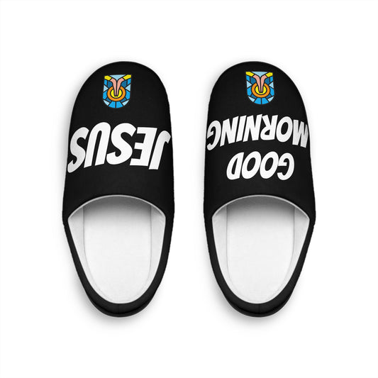 Men's Indoor Slippers - GOOD MORNING JESUS - BLACK
