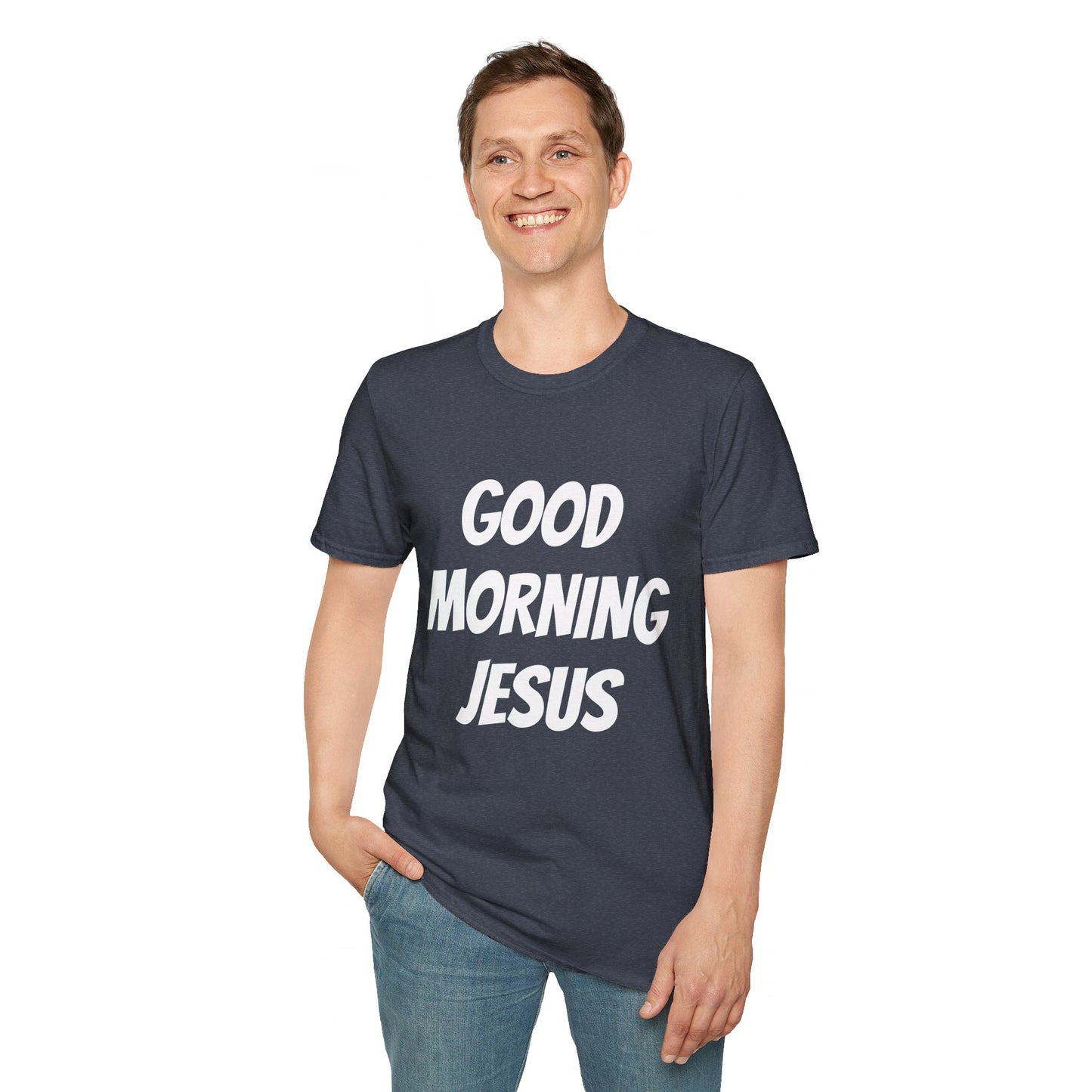 Unisex Softstyle T-Shirt - Black Writing - GOOD MORNING JESUS