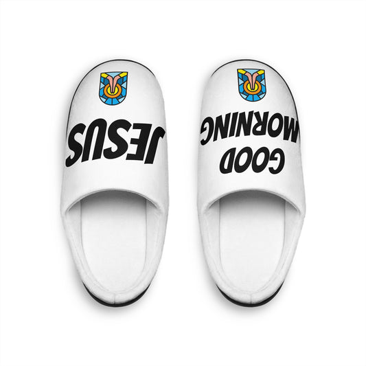 Men's Indoor Slippers - GOOD MORNING JESUS - WHITE