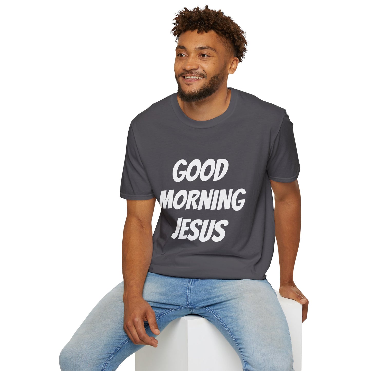 Unisex Softstyle T-Shirt - Black Writing - GOOD MORNING JESUS