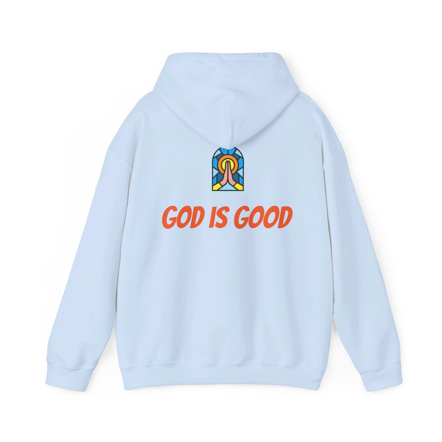 Unisex Heavy Blend™ Hooded Sweatshirt - Orange Writing - GOOD MORNING JESUS