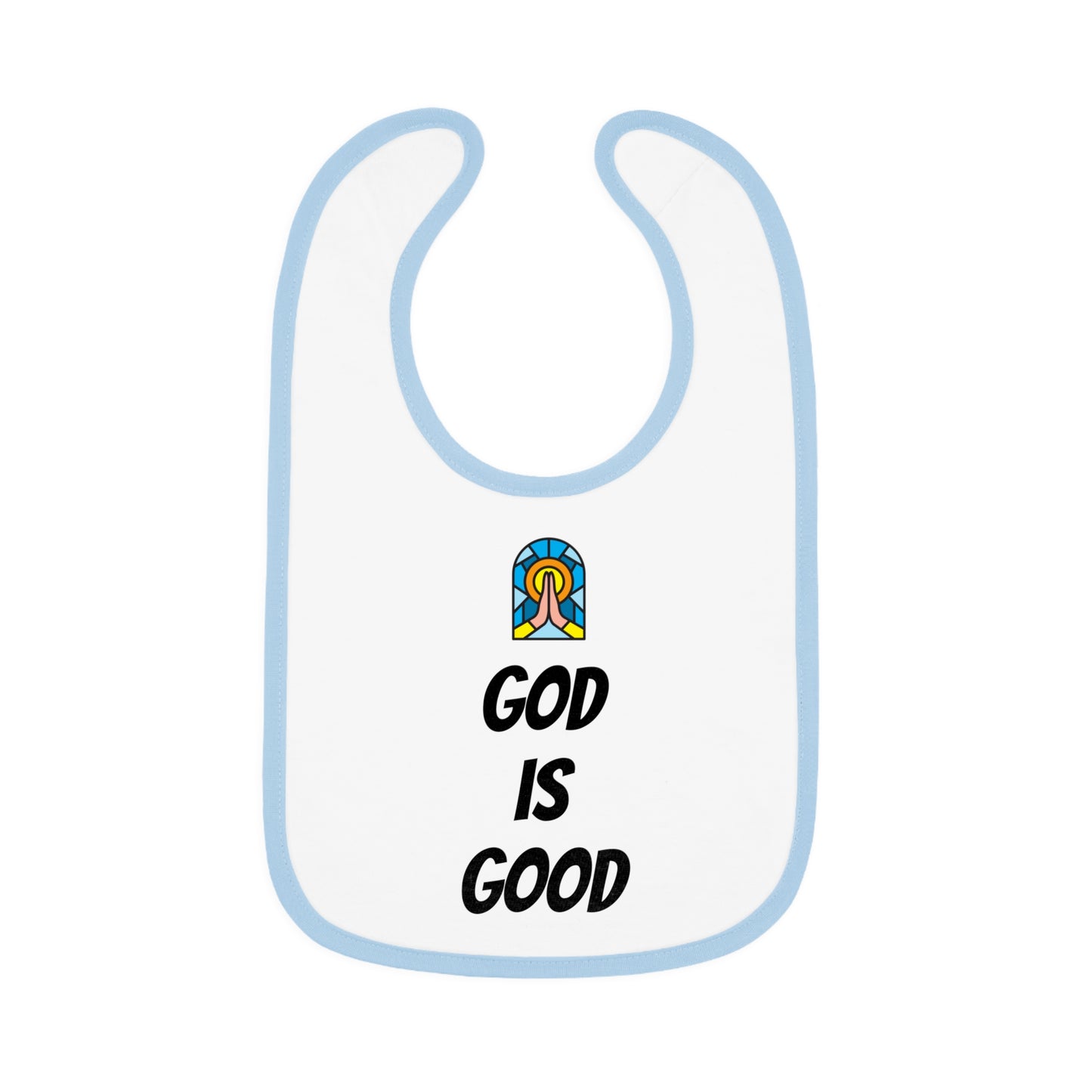 Baby Contrast Trim Jersey Bib - GOD IS GOOD