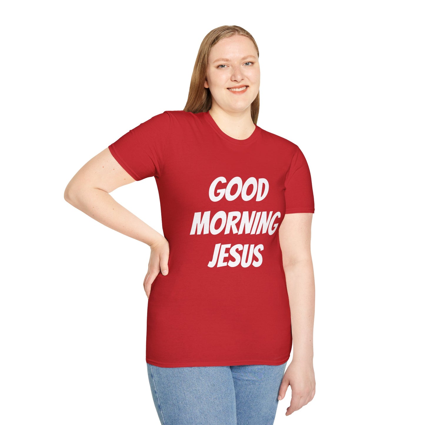 Unisex Softstyle T-Shirt - Black Writing - GOOD MORNING JESUS