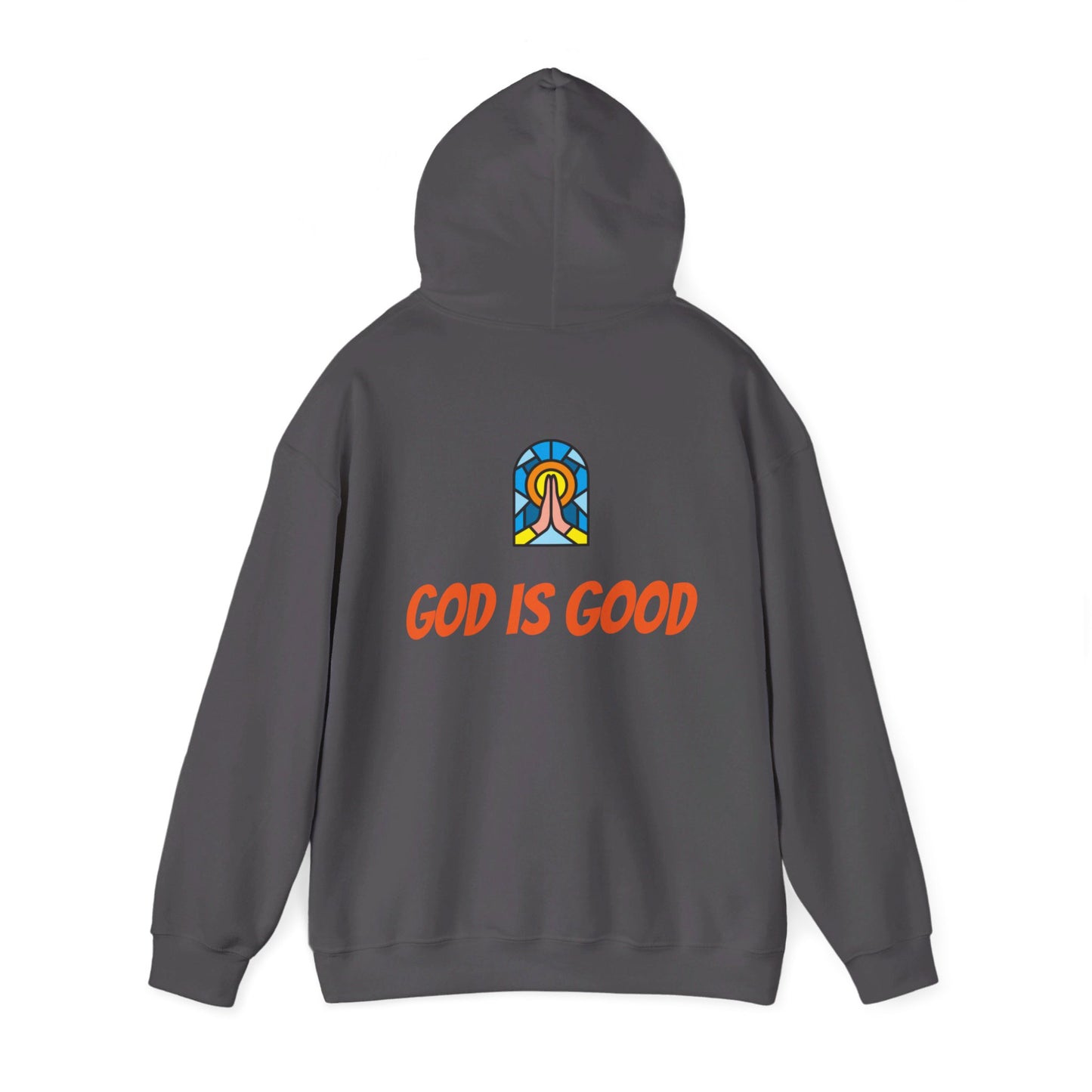Unisex Heavy Blend™ Hooded Sweatshirt - Orange Writing - GOOD MORNING JESUS