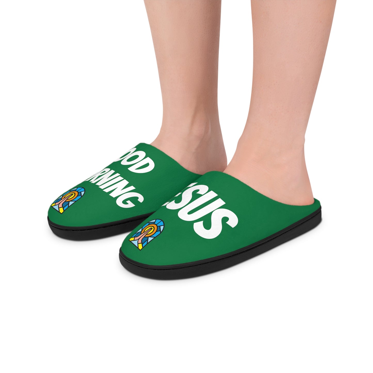 Men's Indoor Slippers - GOOD MORNING JESUS - Green