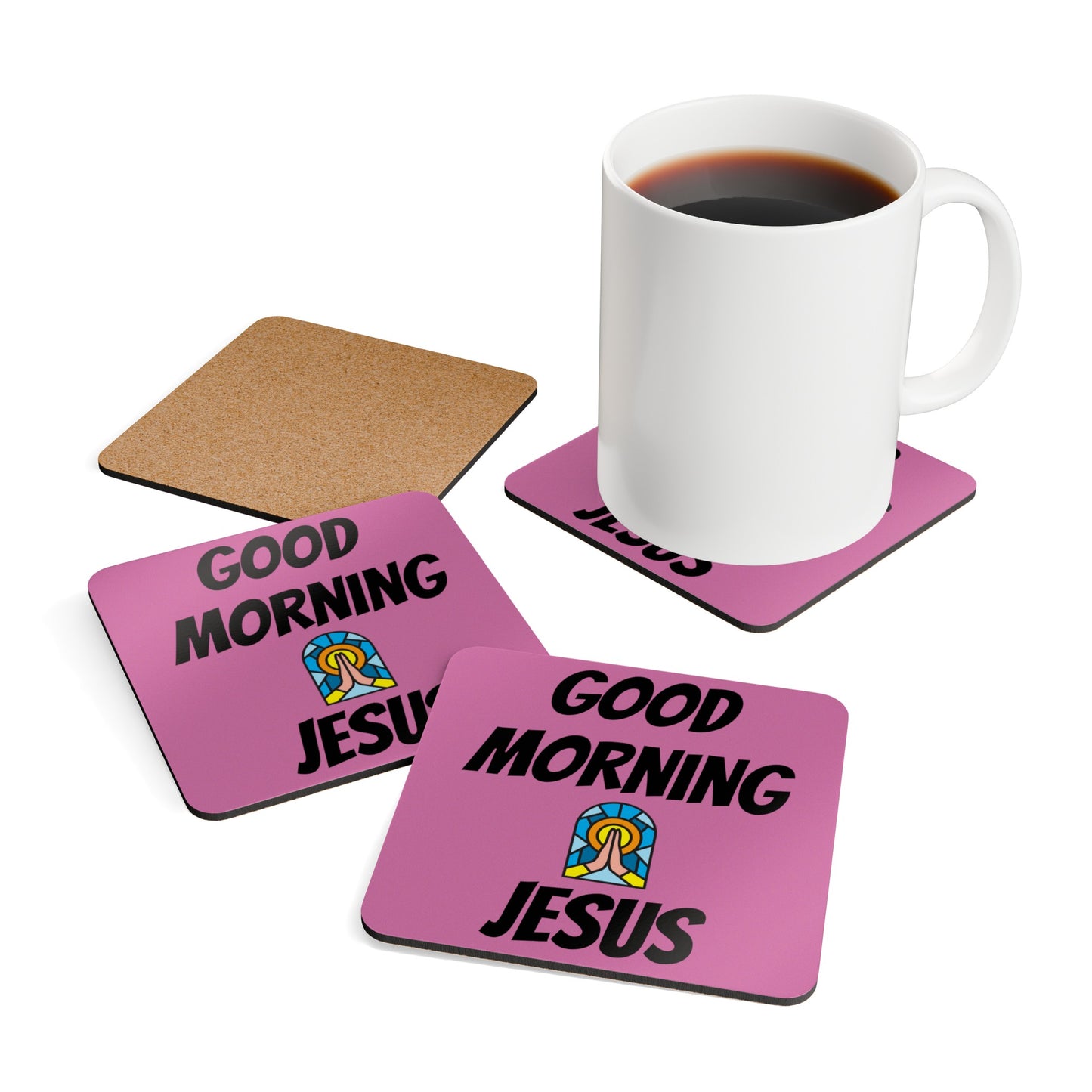 Corkwood Coaster Set - PINK