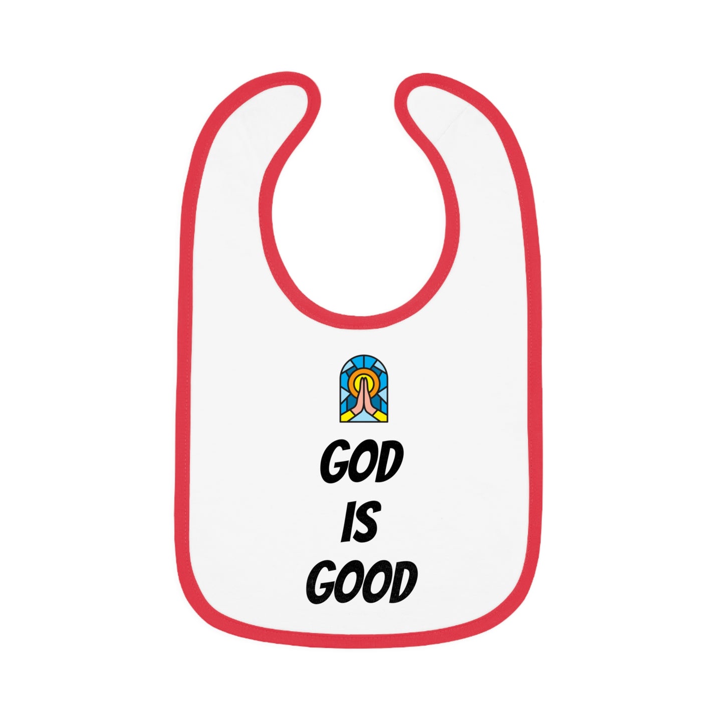 Baby Contrast Trim Jersey Bib - GOD IS GOOD