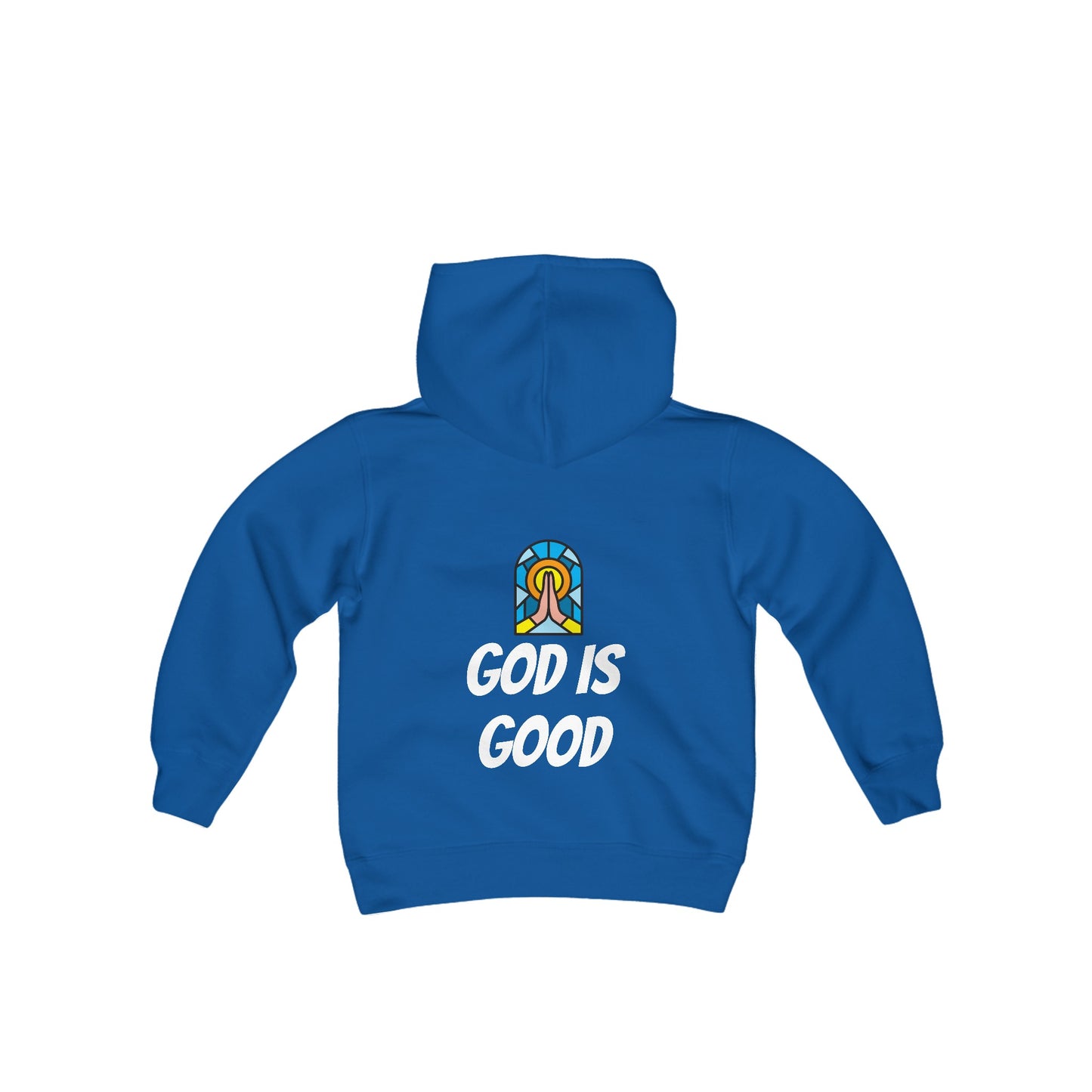 Youth Heavy Blend Hooded Sweatshirt - Black Writing - GOOD MORNING JESUS - PINK