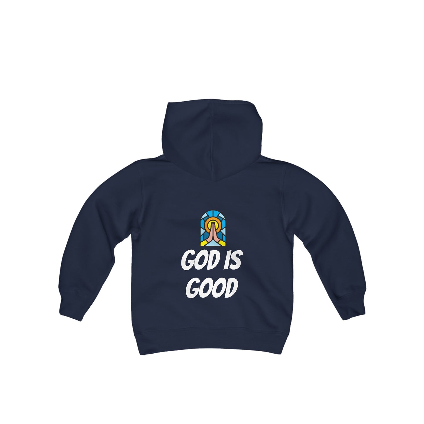 Youth Heavy Blend Hooded Sweatshirt - Black Writing - GOOD MORNING JESUS - PINK